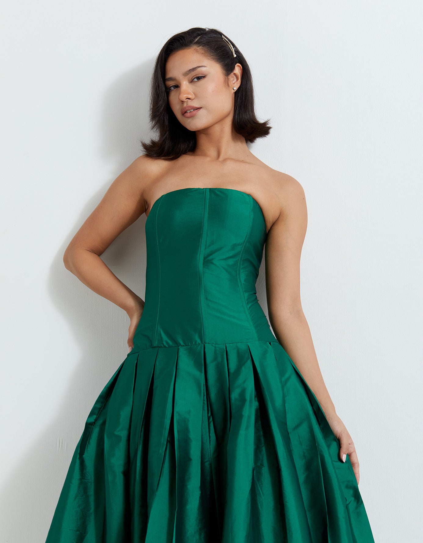 Green Bustier Midi Dress