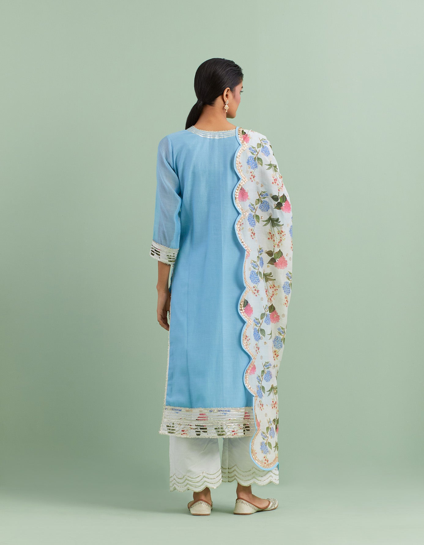 English Blue & Ivory Kurta Set