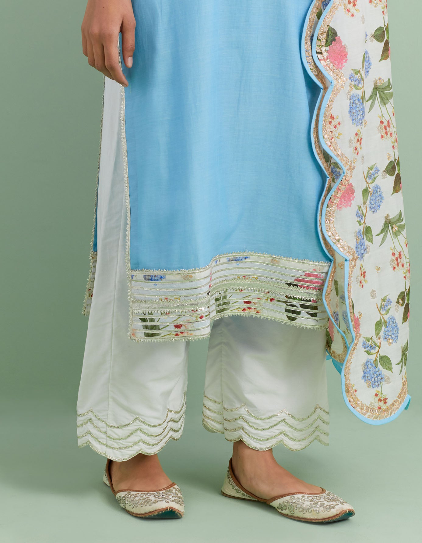 English Blue & Ivory Kurta Set