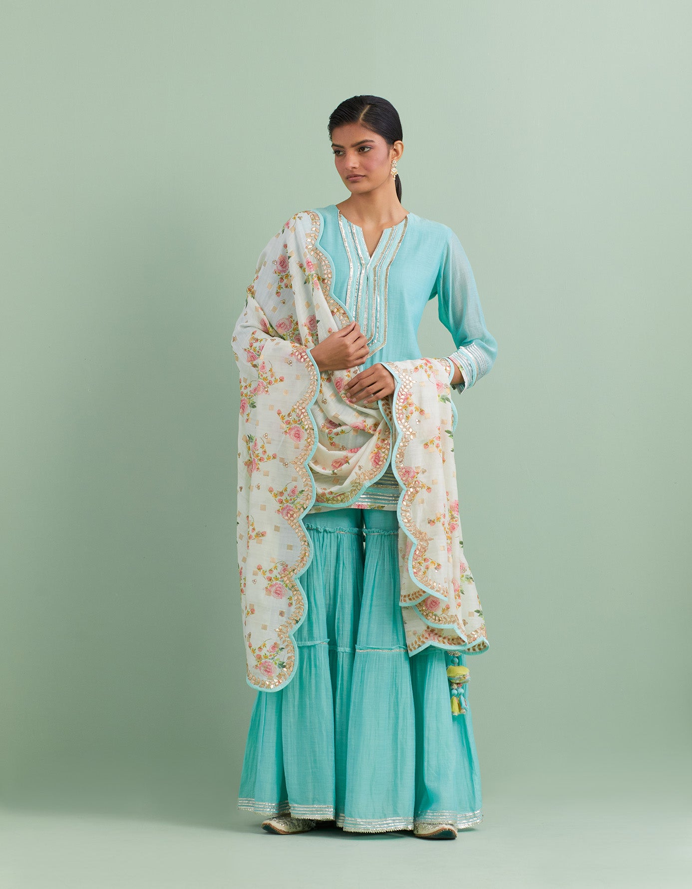 Blue & Ivory Sharara Sets