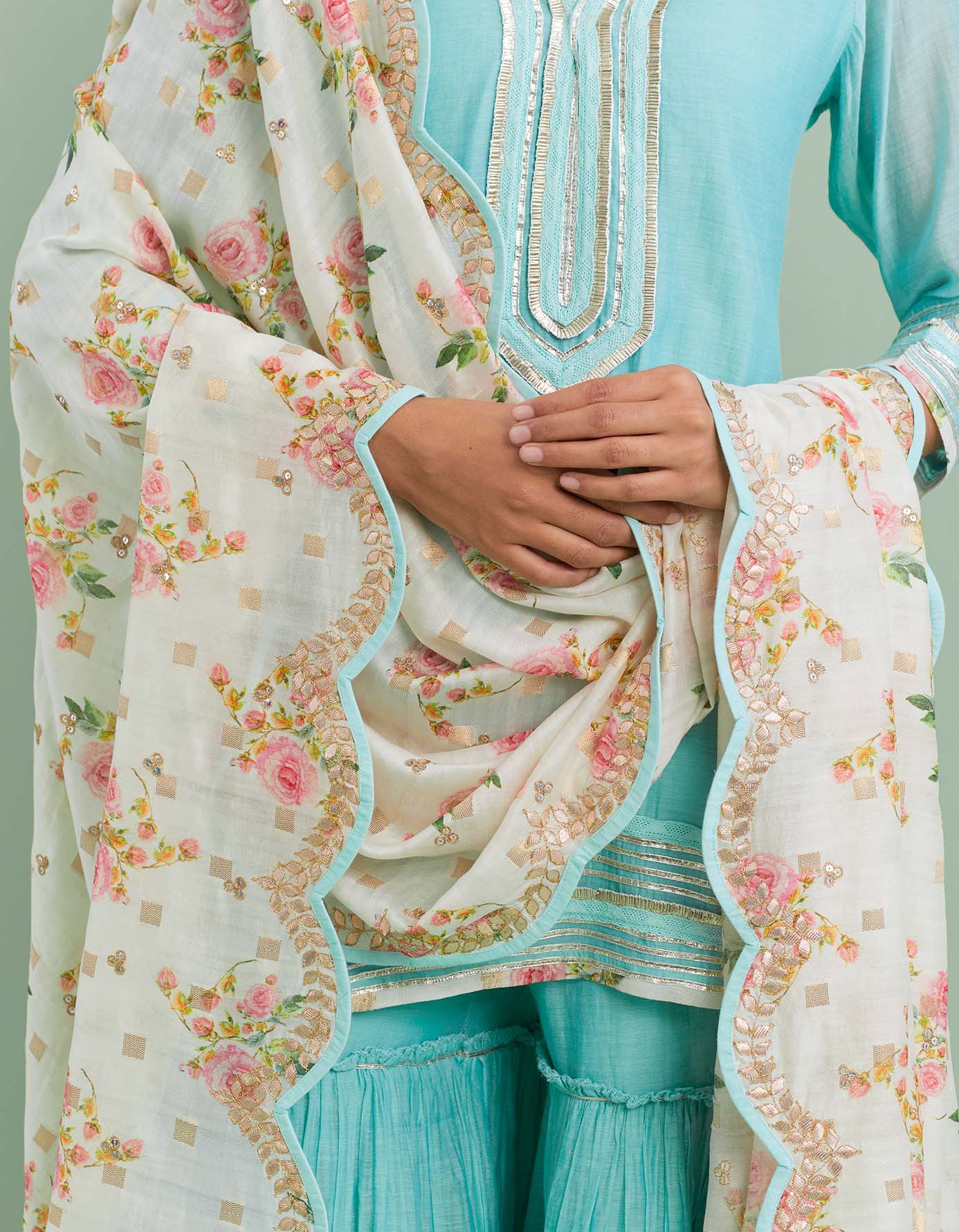 Blue & Ivory Sharara Sets