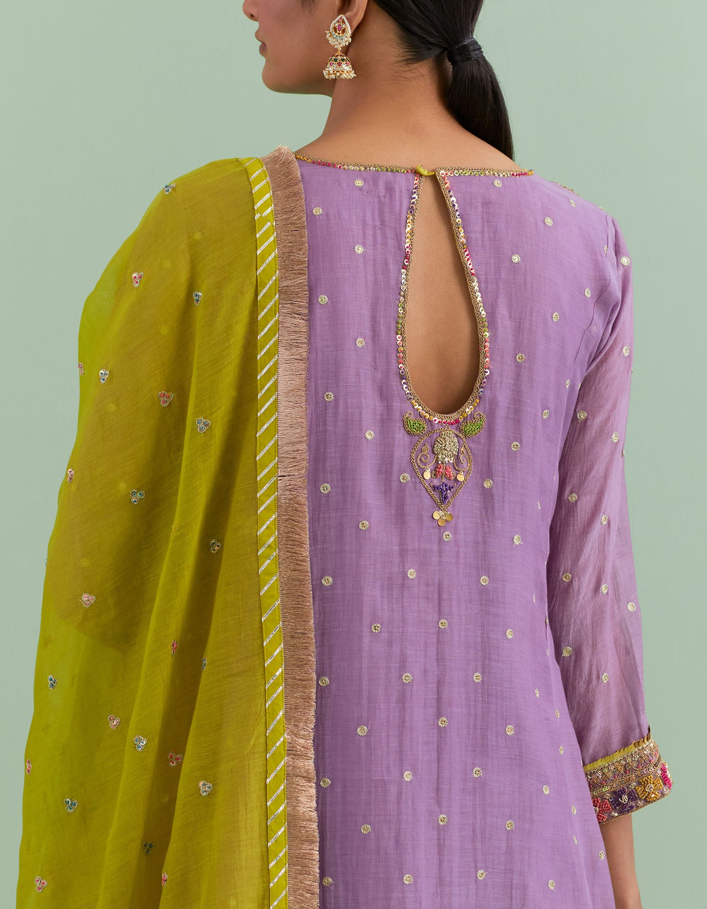 Lilac & Green Kurta Set