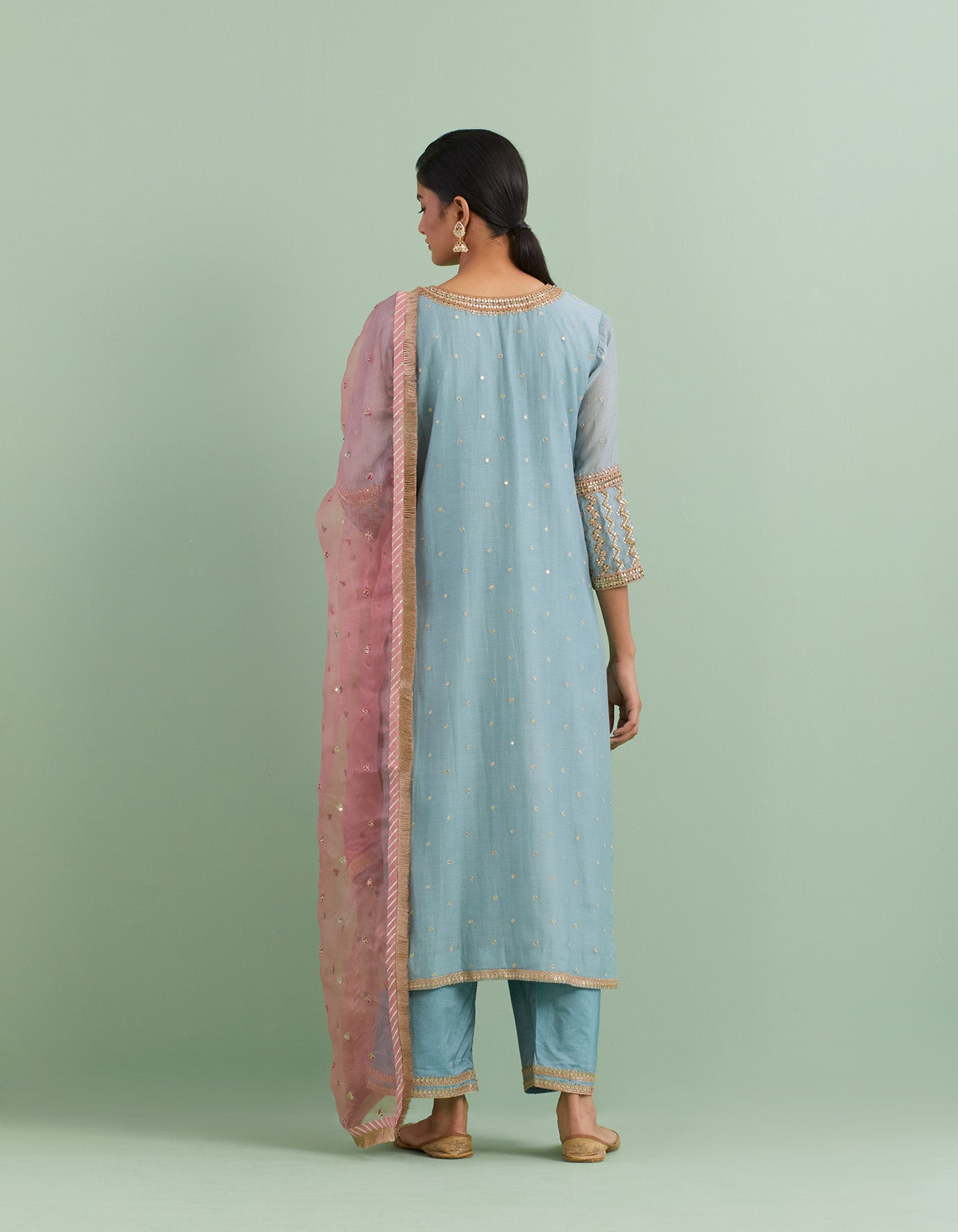 Blue & Dusty Pink Kurta Set