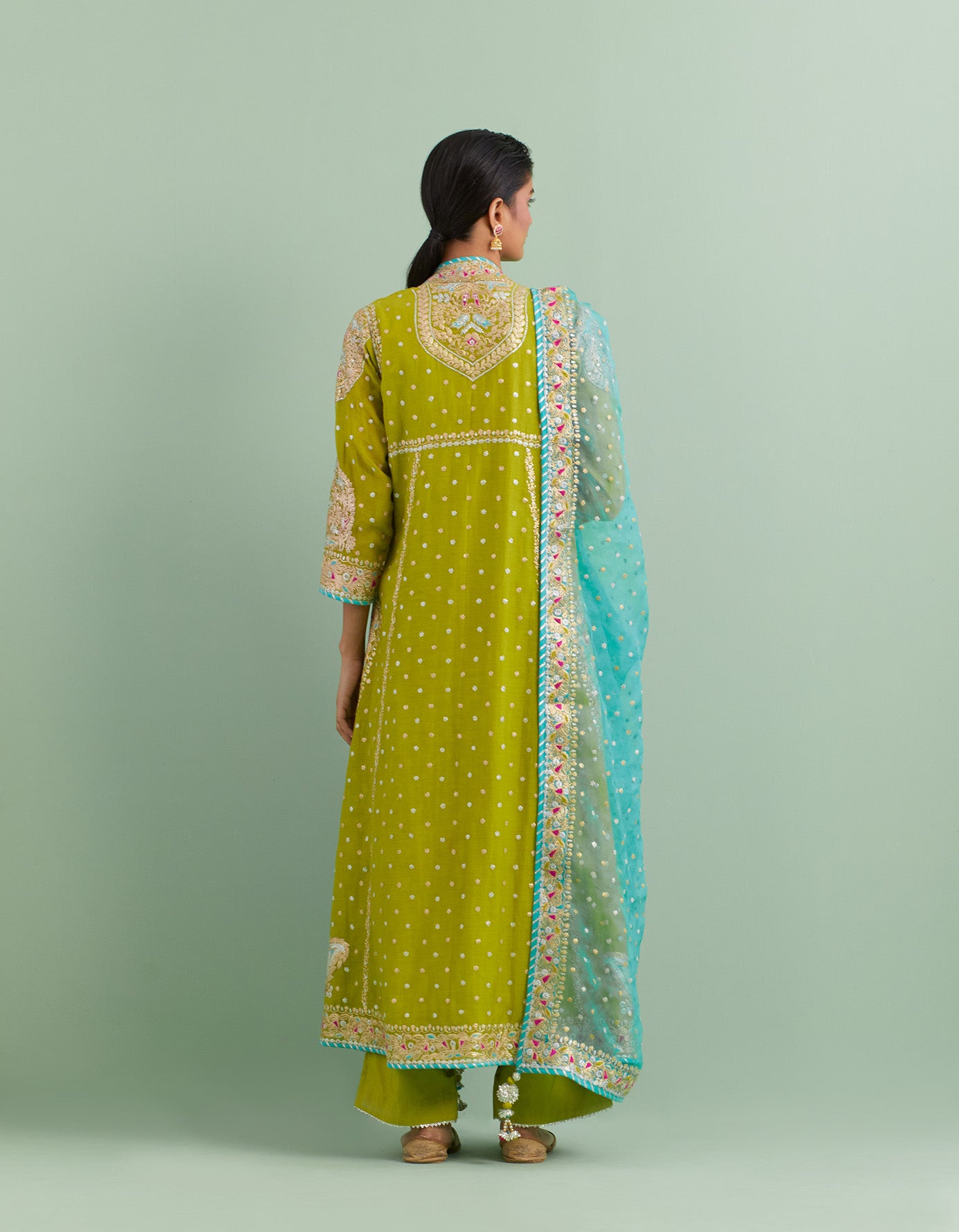 Mehendi Green & Turquoise Kurta Set