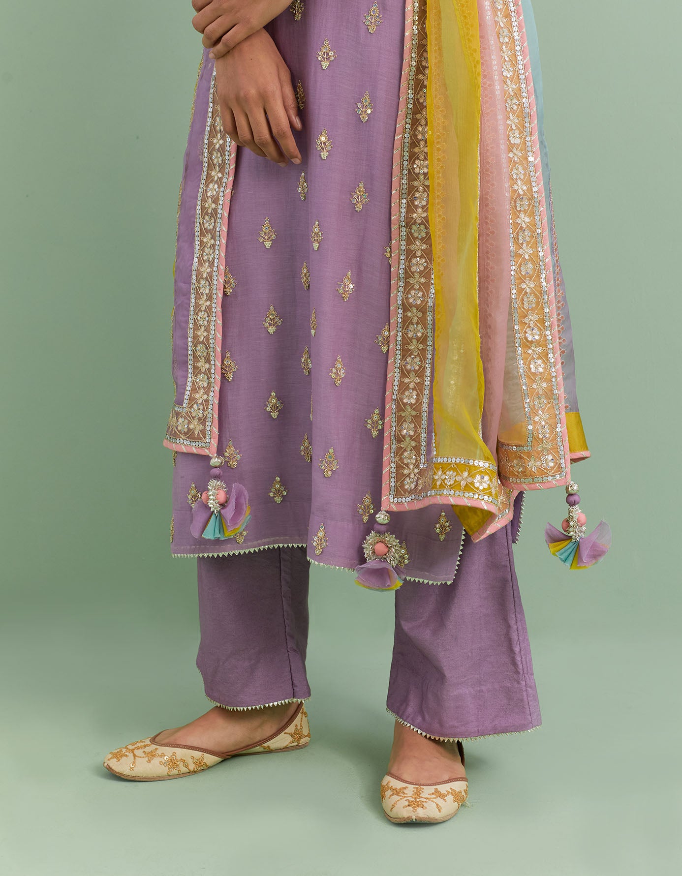 Lilac & Yellow Kurta Set