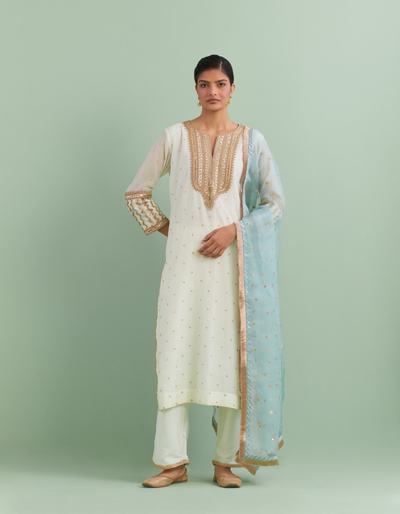 Ivory & Blue Kurta Set