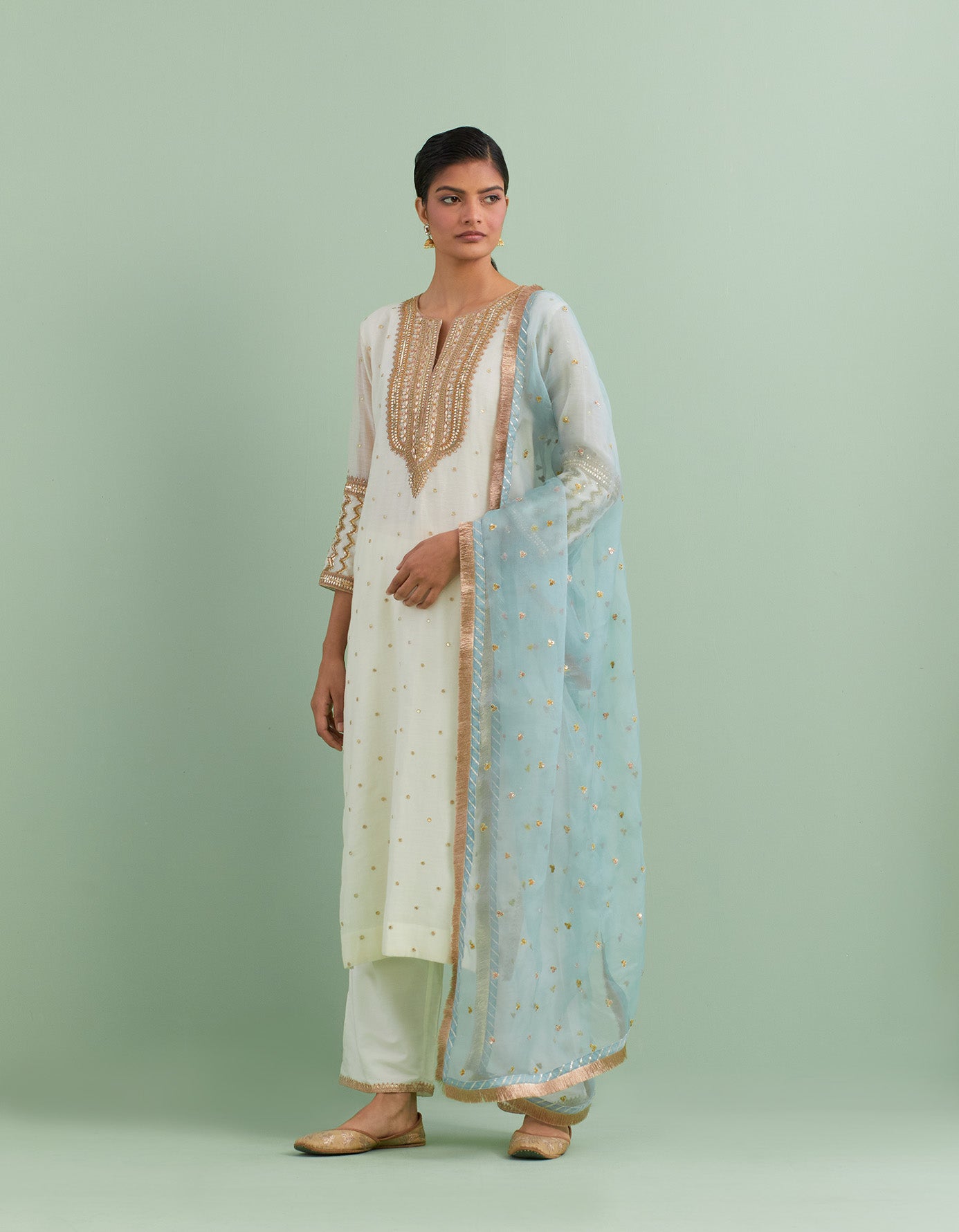 Ivory & Blue Kurta Set