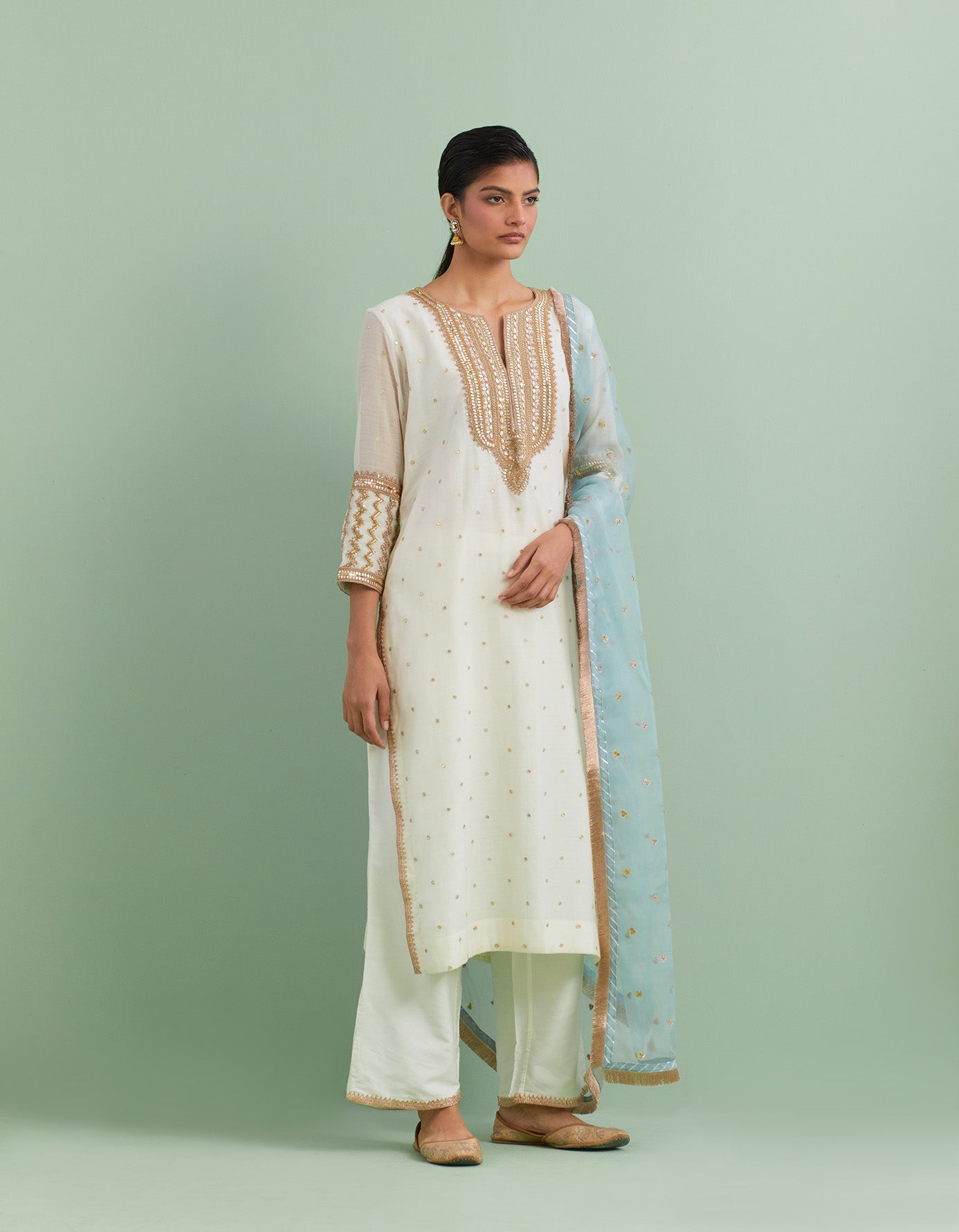 Ivory & Blue Kurta Set