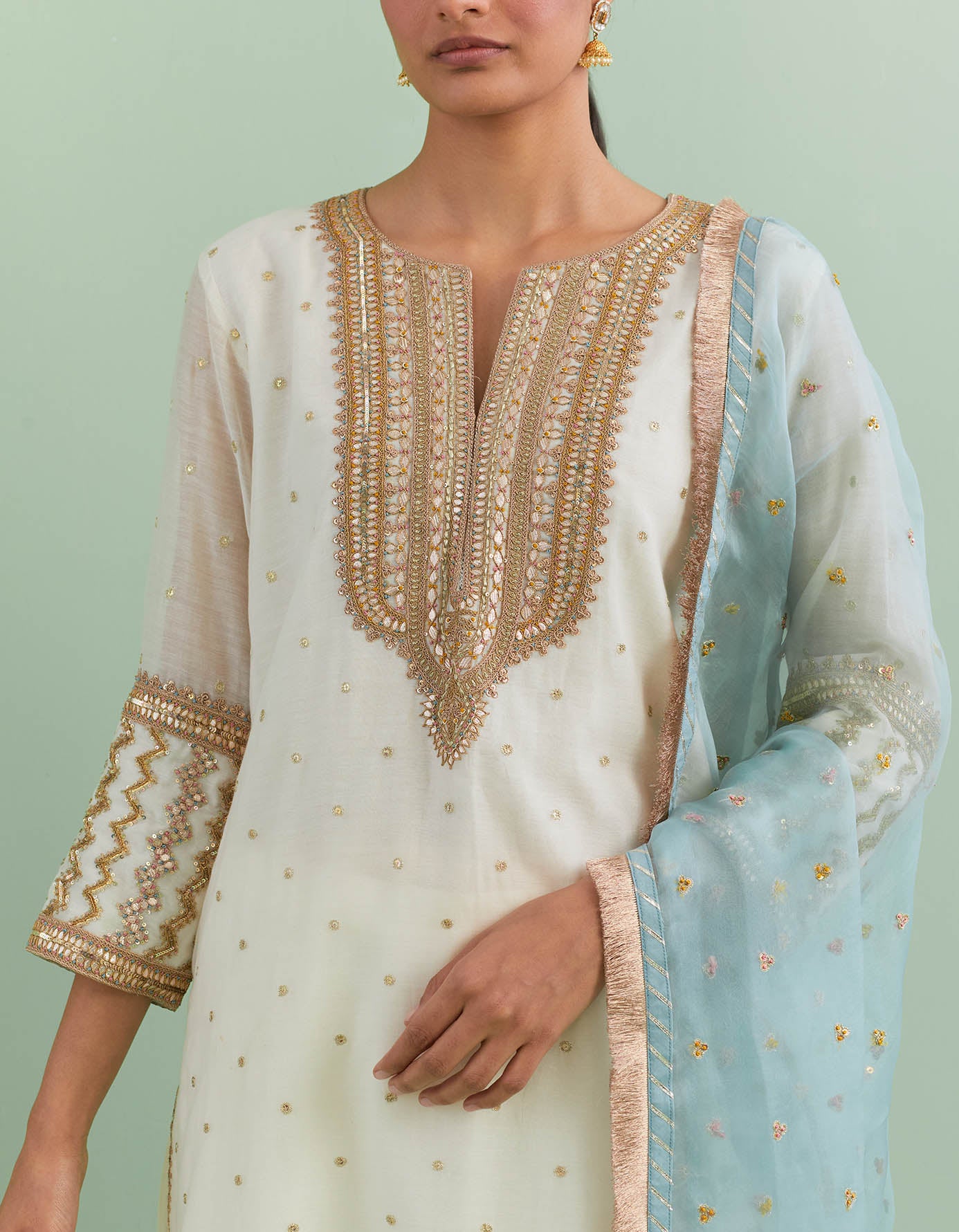 Ivory & Blue Kurta Set