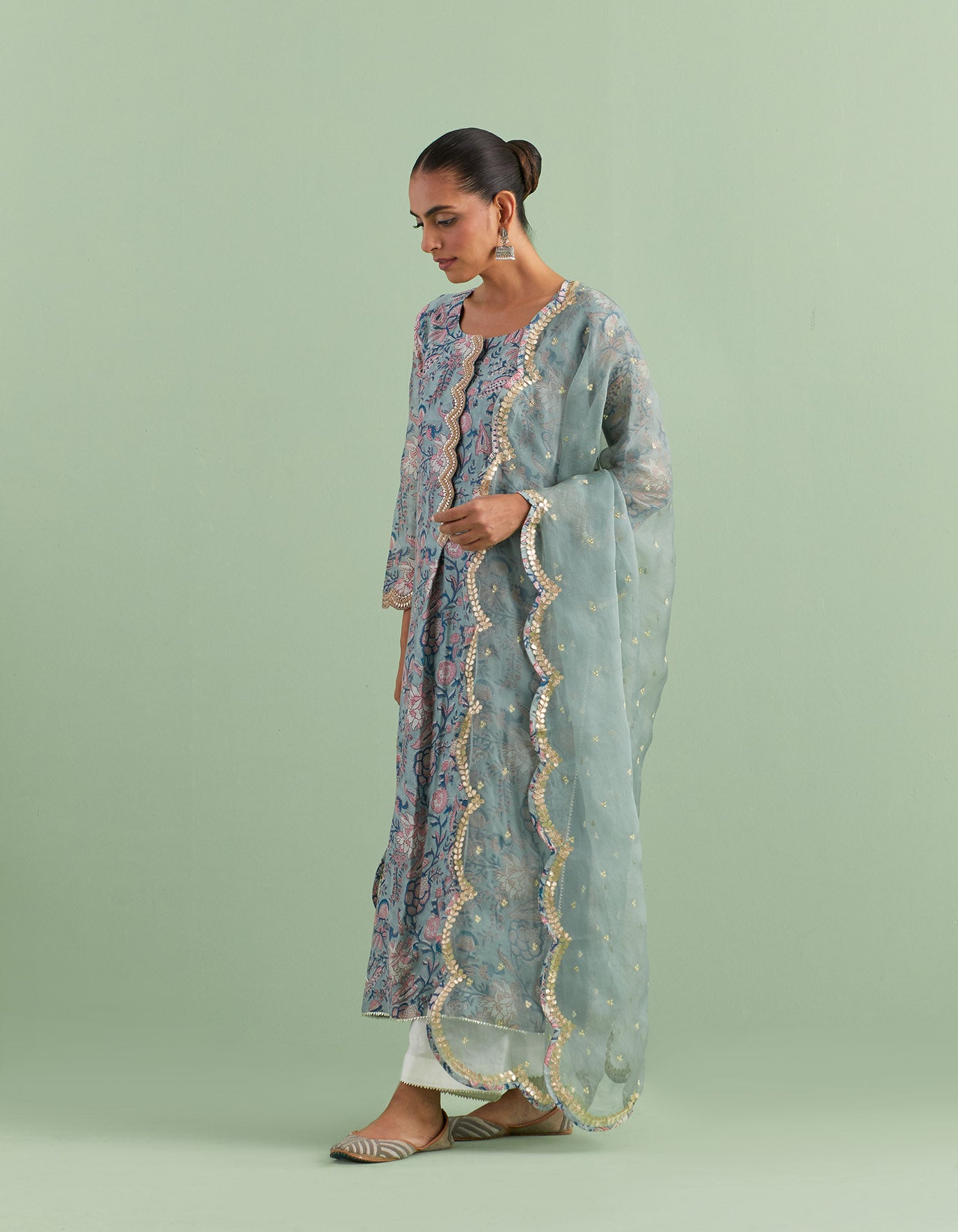 Sage Green Printed Kurta Set