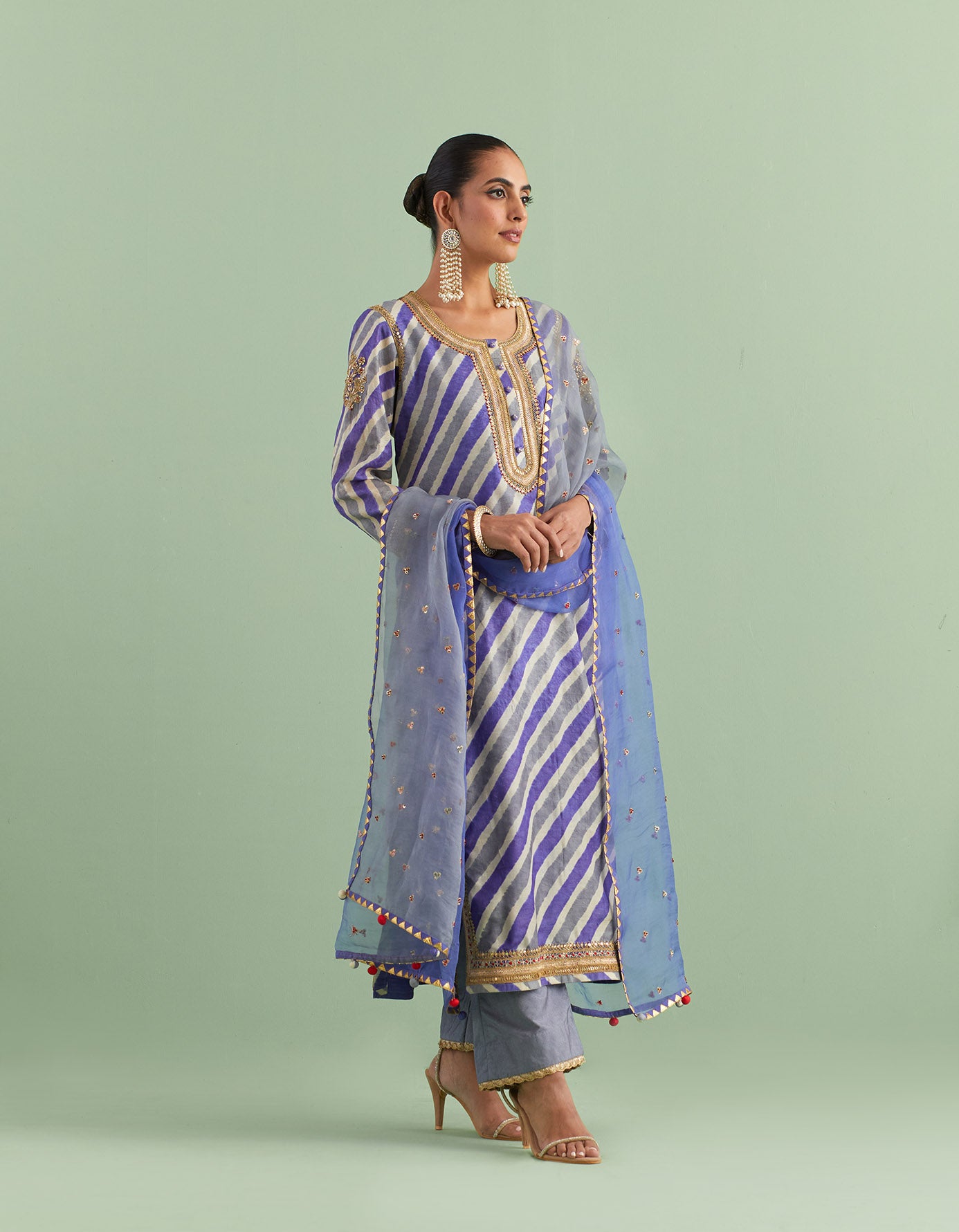 Purple Leheriya Kurta Sets