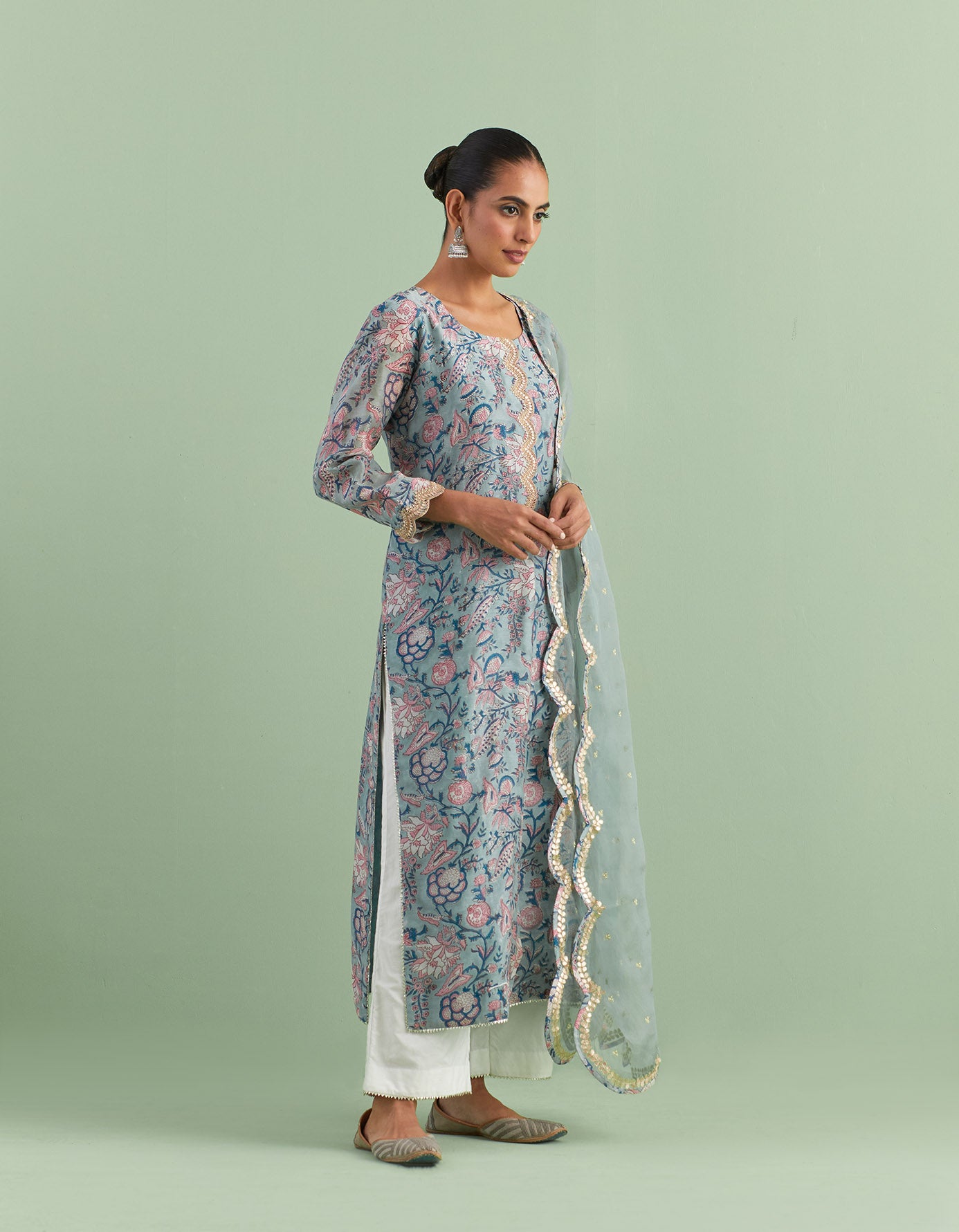 Sage Green Printed Kurta Set
