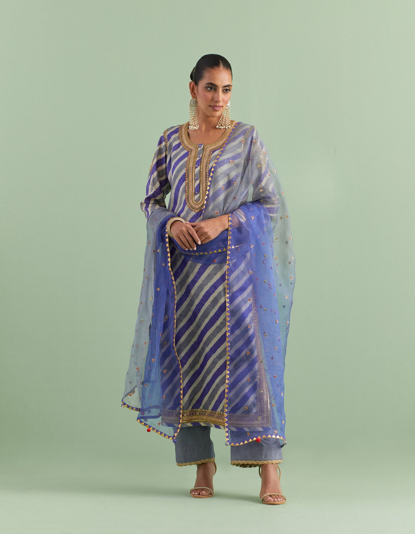 Purple Leheriya Kurta Sets