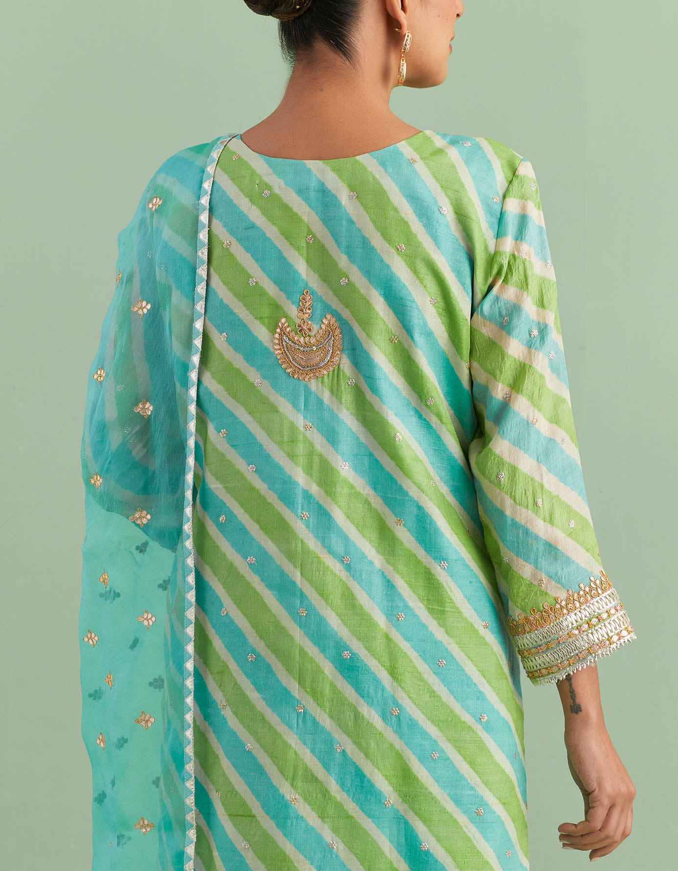 Green Leheriya Kurta Sets