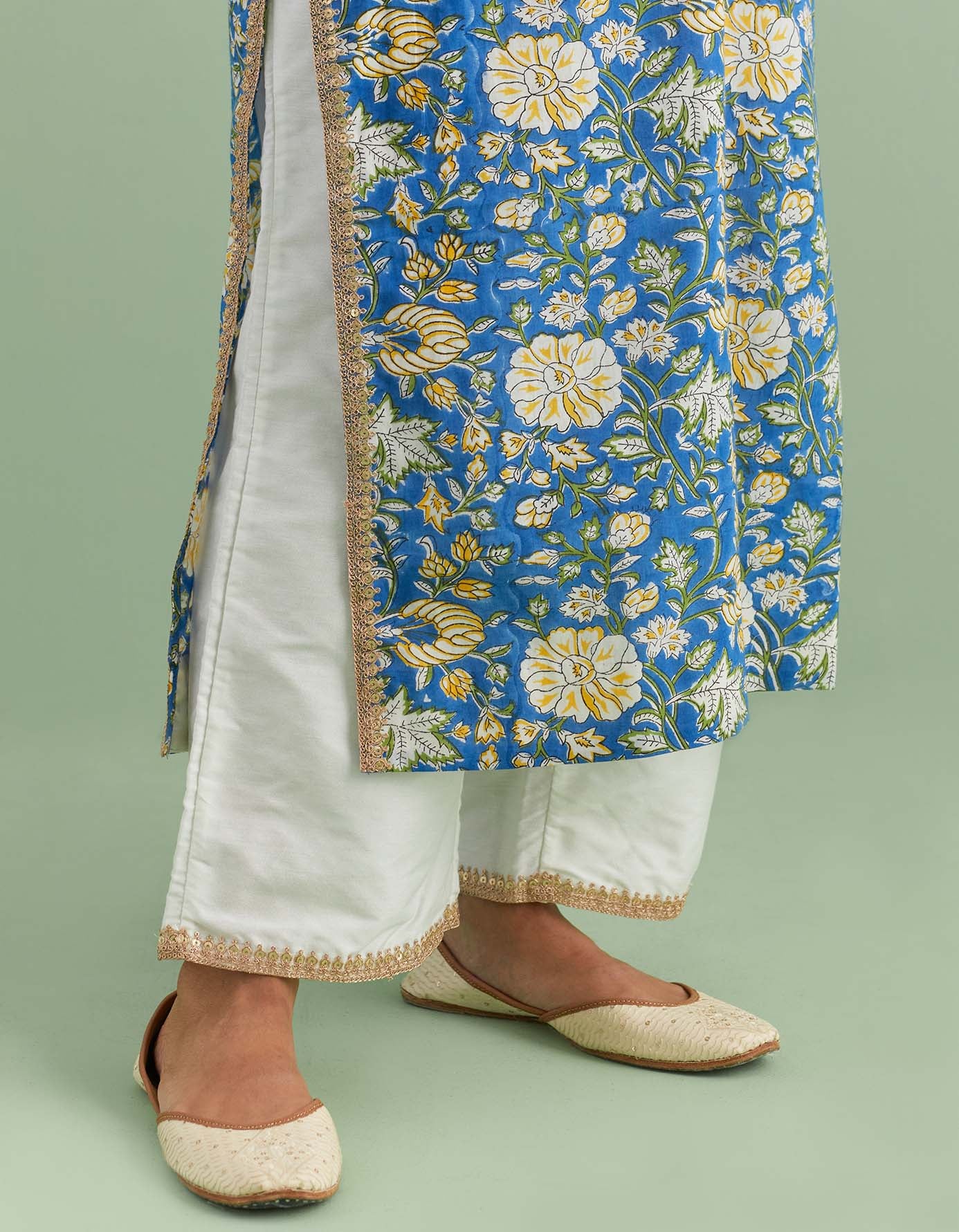 Blue & Yellow Printed Kurta Set