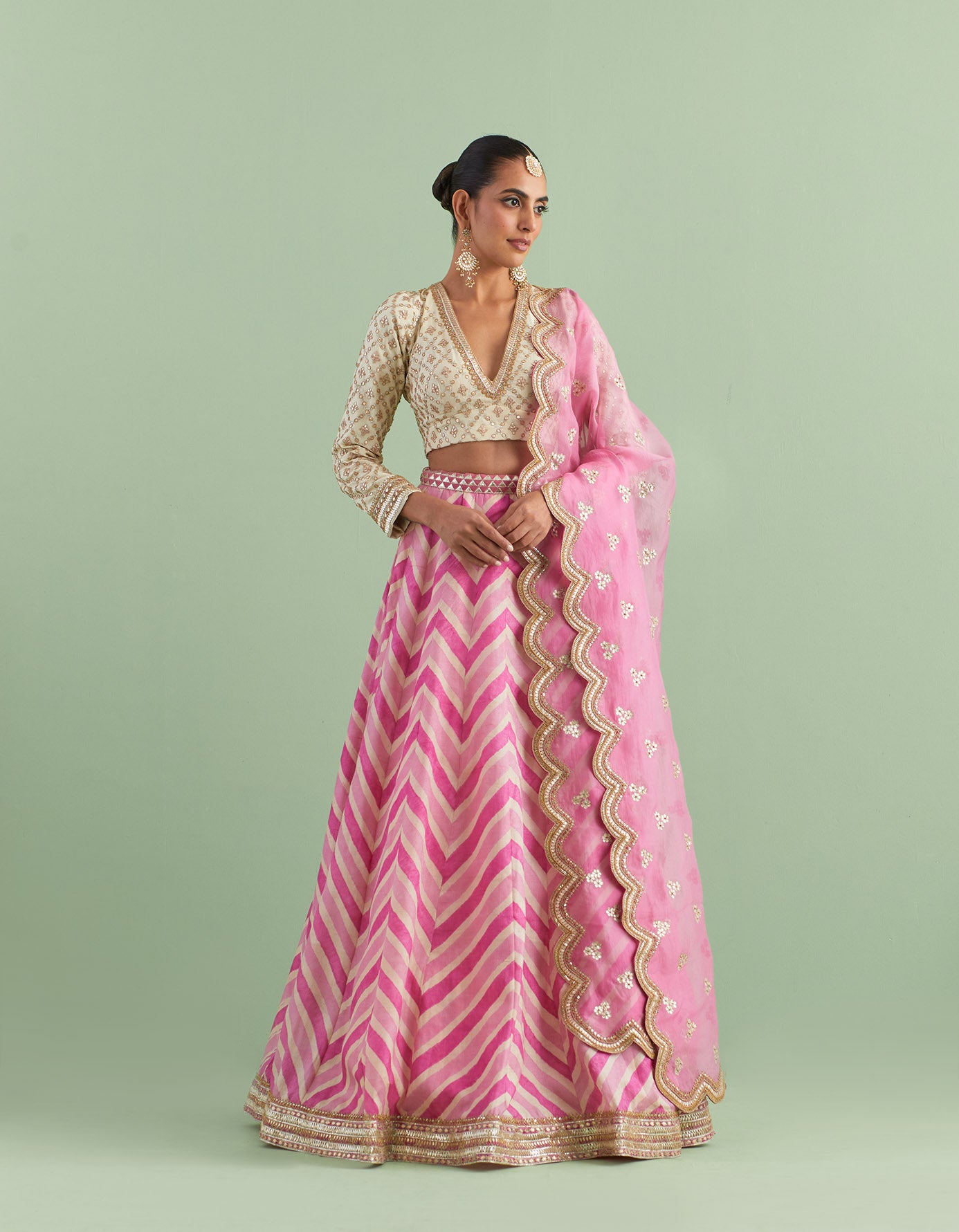 Pink Leheriya Lehenga