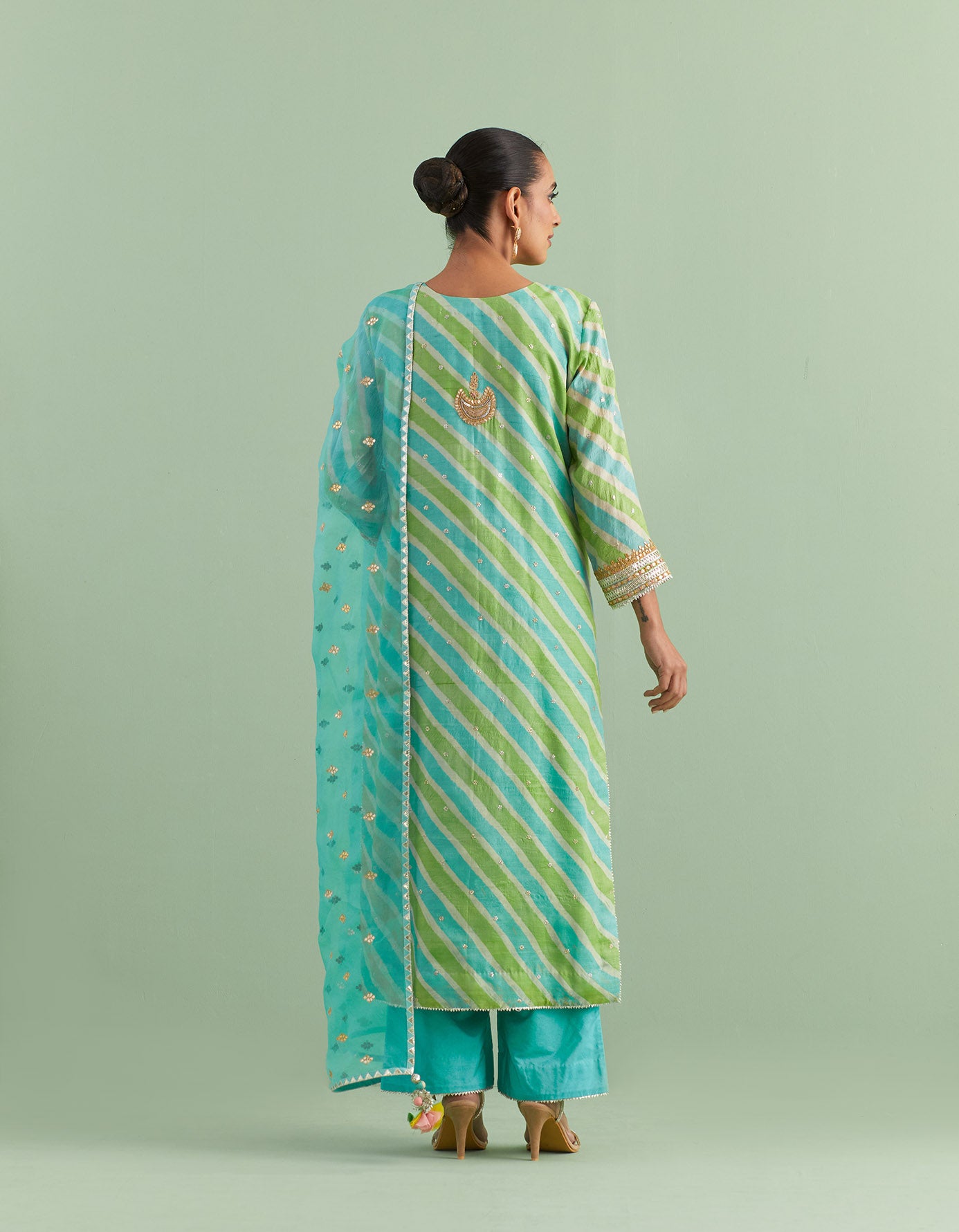 Green Leheriya Kurta Sets