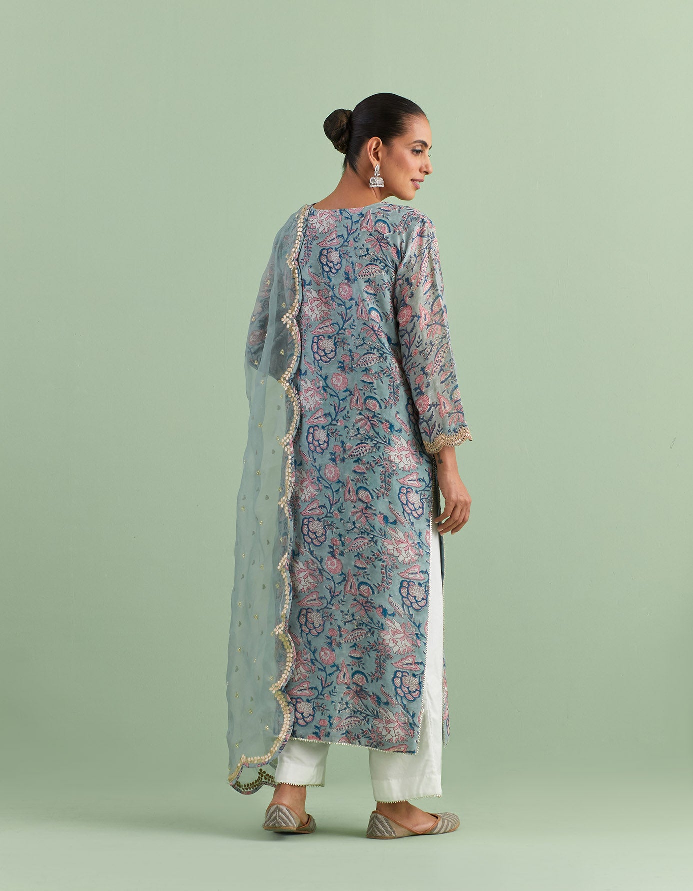 Sage Green Printed Kurta Set