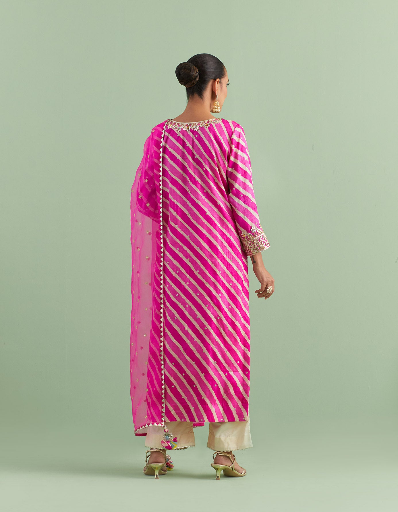 Pink Leheriya Kurta Sets