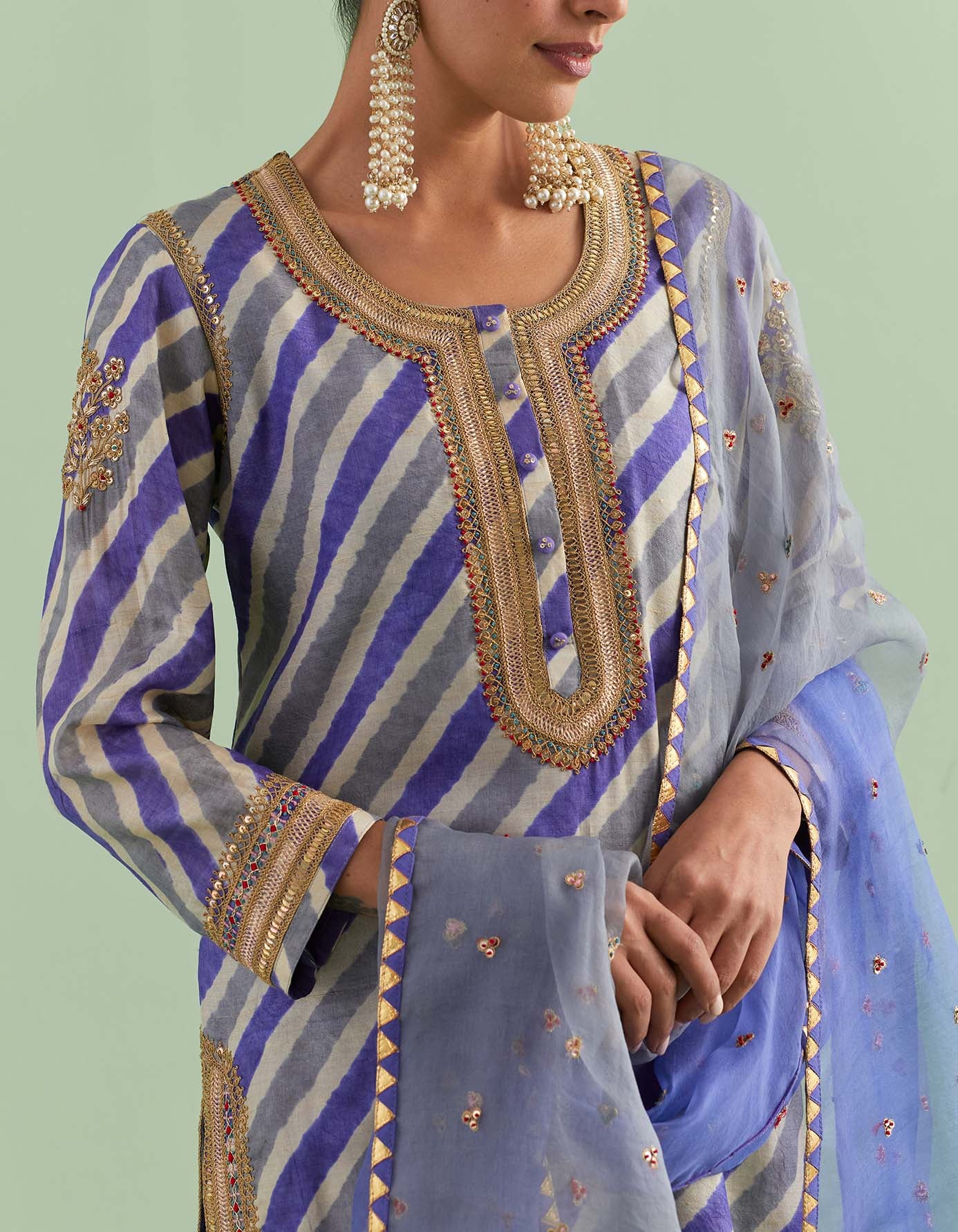 Purple Leheriya Kurta Sets