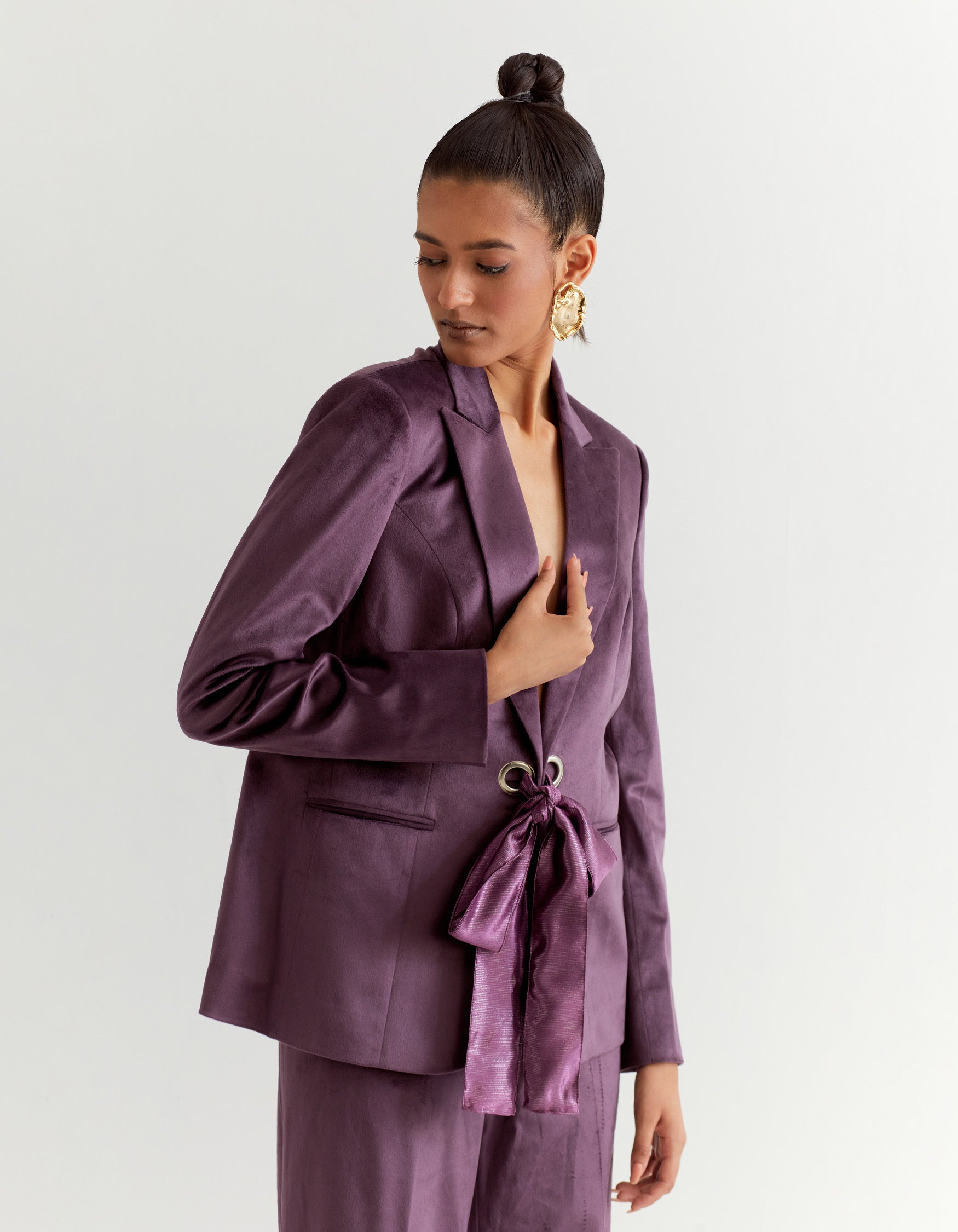 Purple Blazer with Eyelet