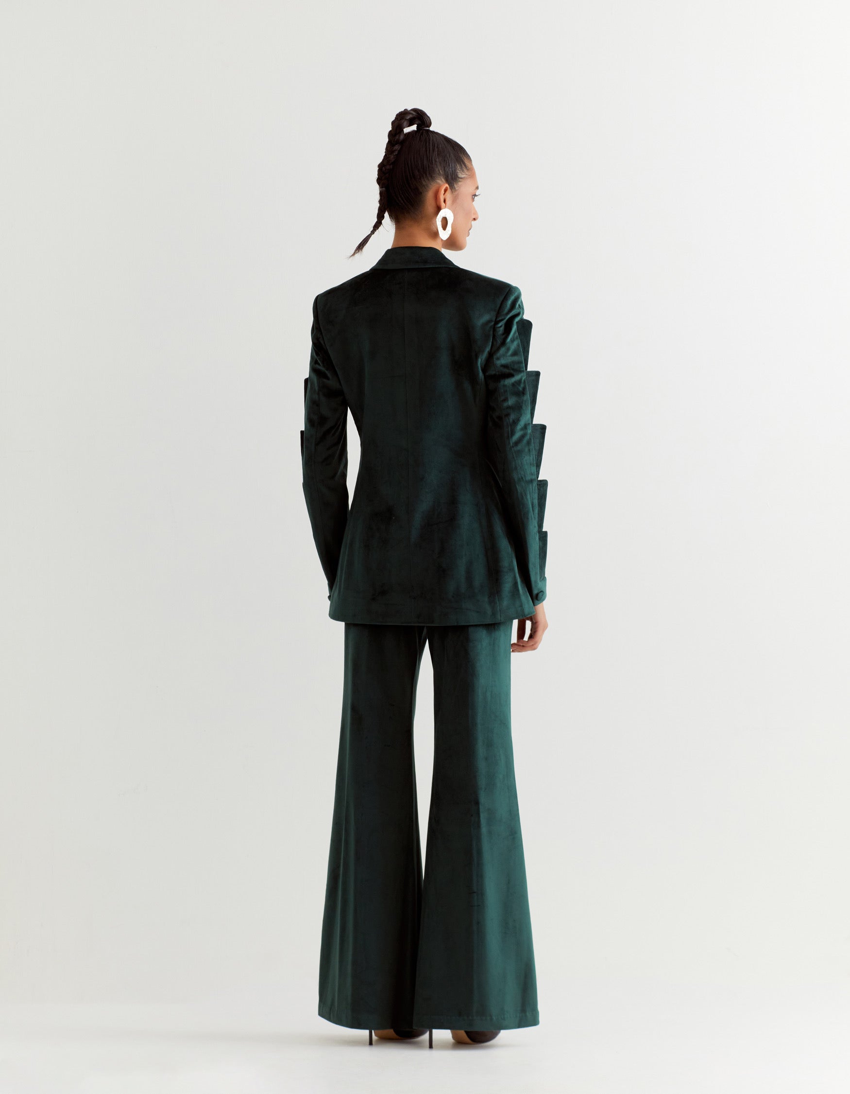Green Blazer with Cutwork Sleeves