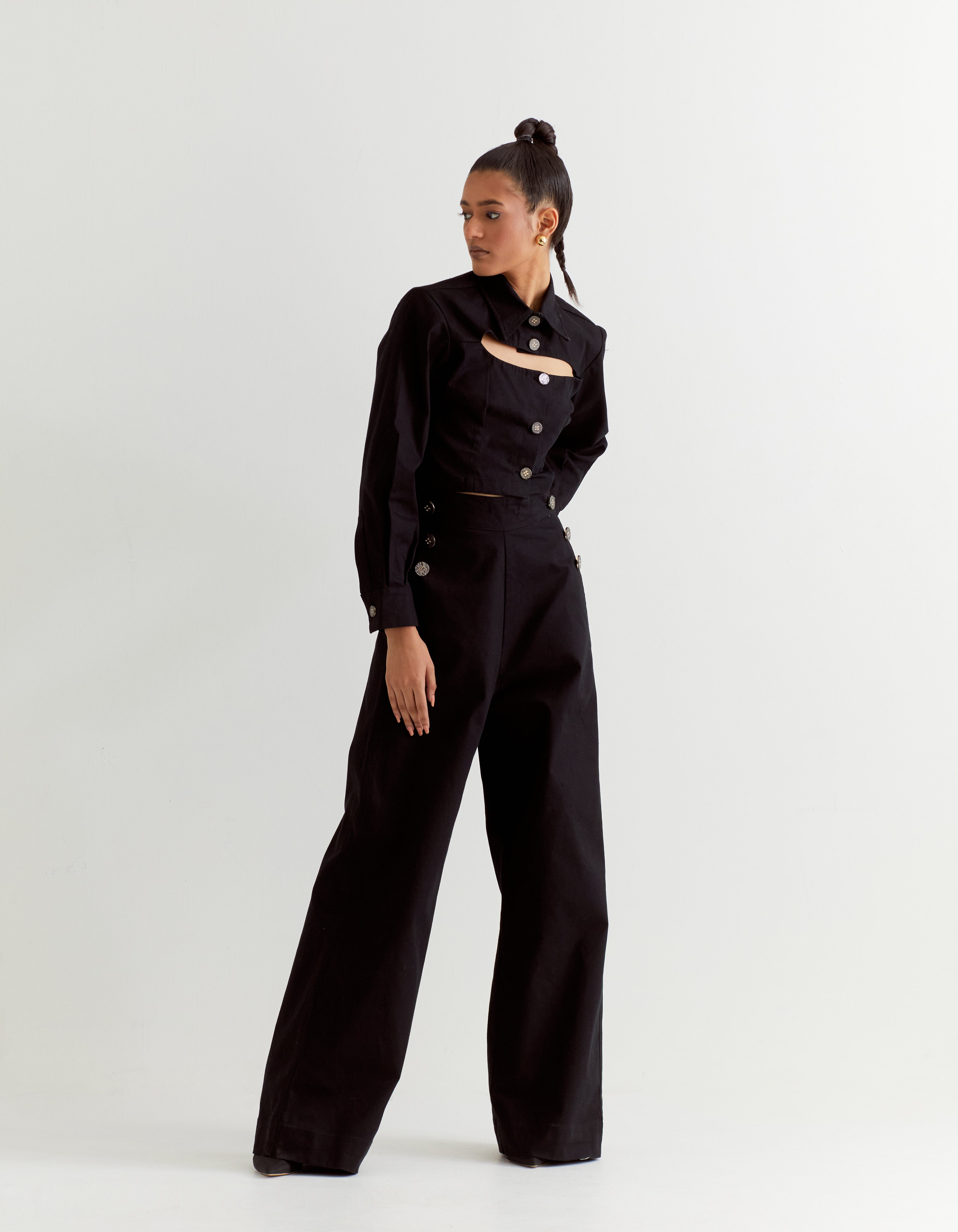 Black Denim Wide Pant