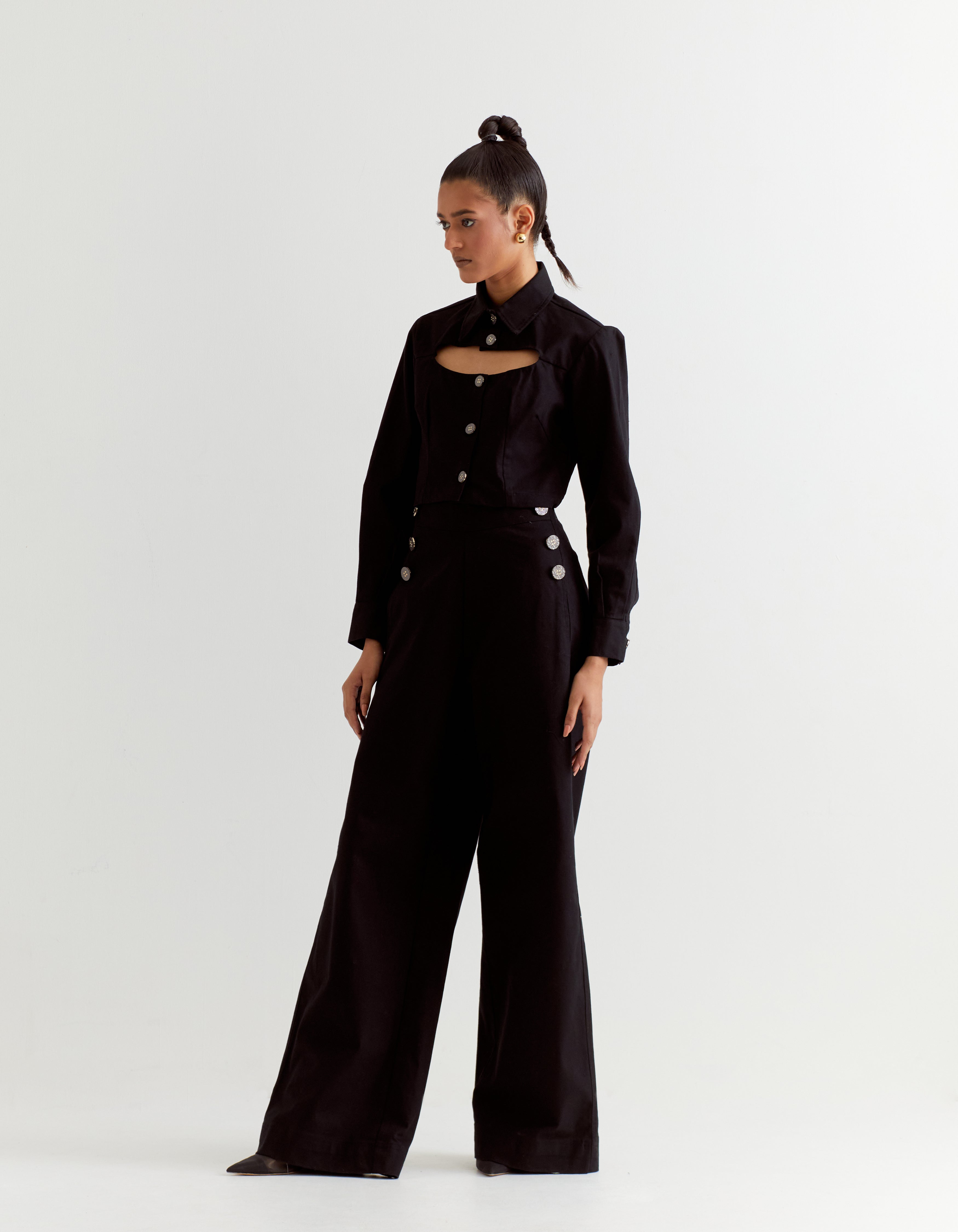 Black Denim Wide Pant