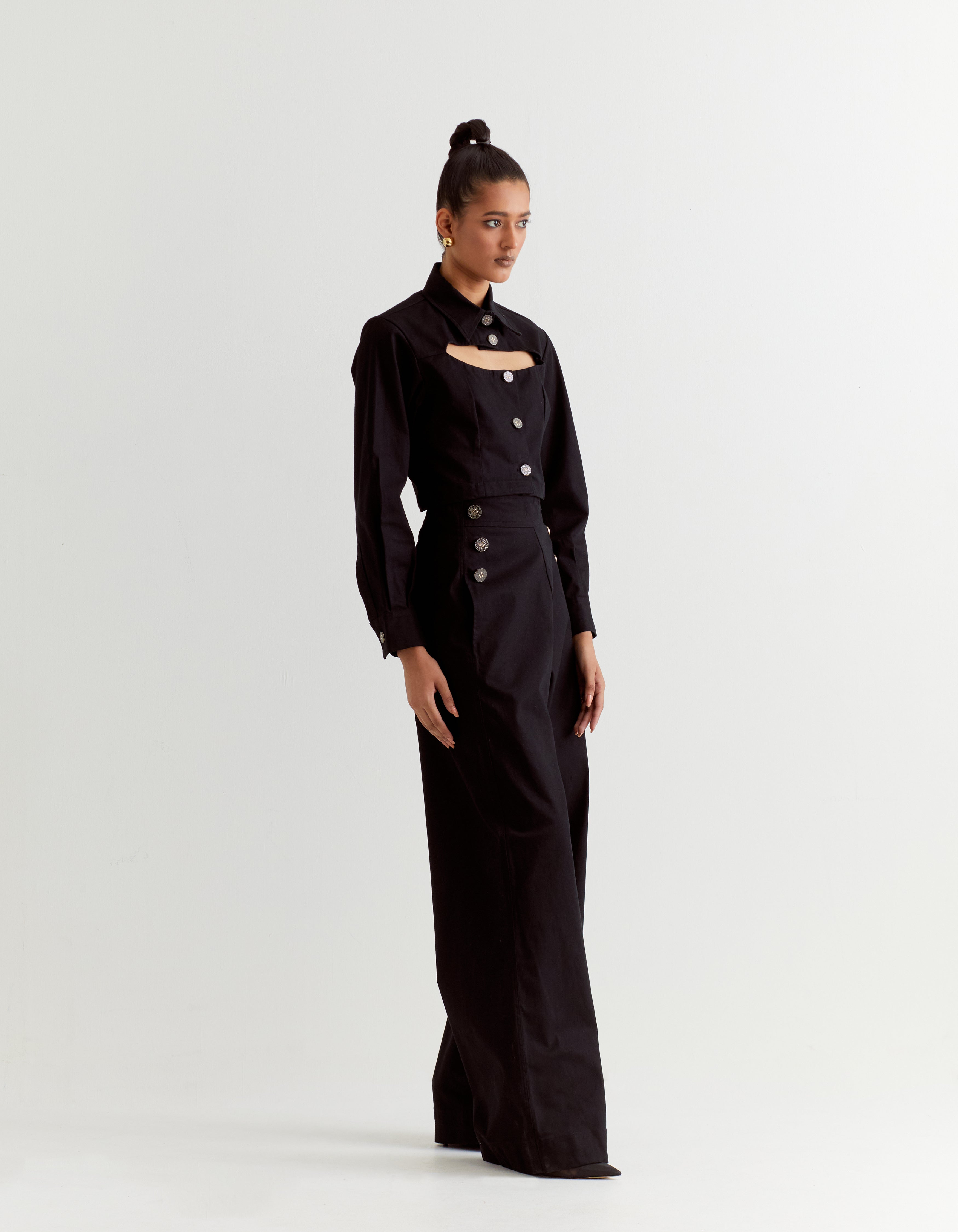 Black Denim Crop Top