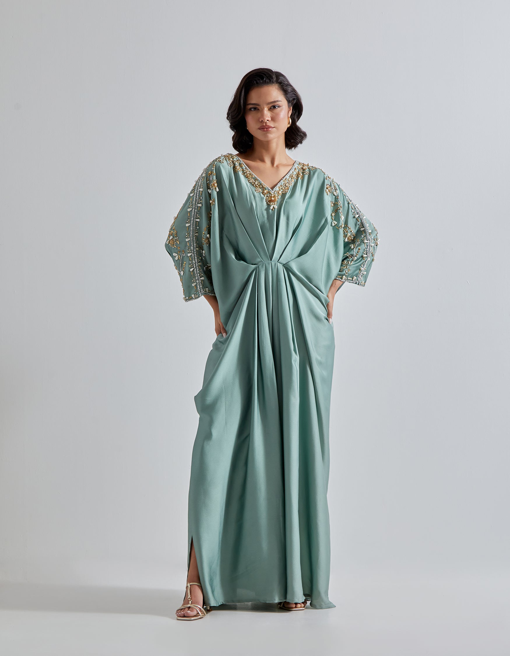 Green Crepe Kaftan