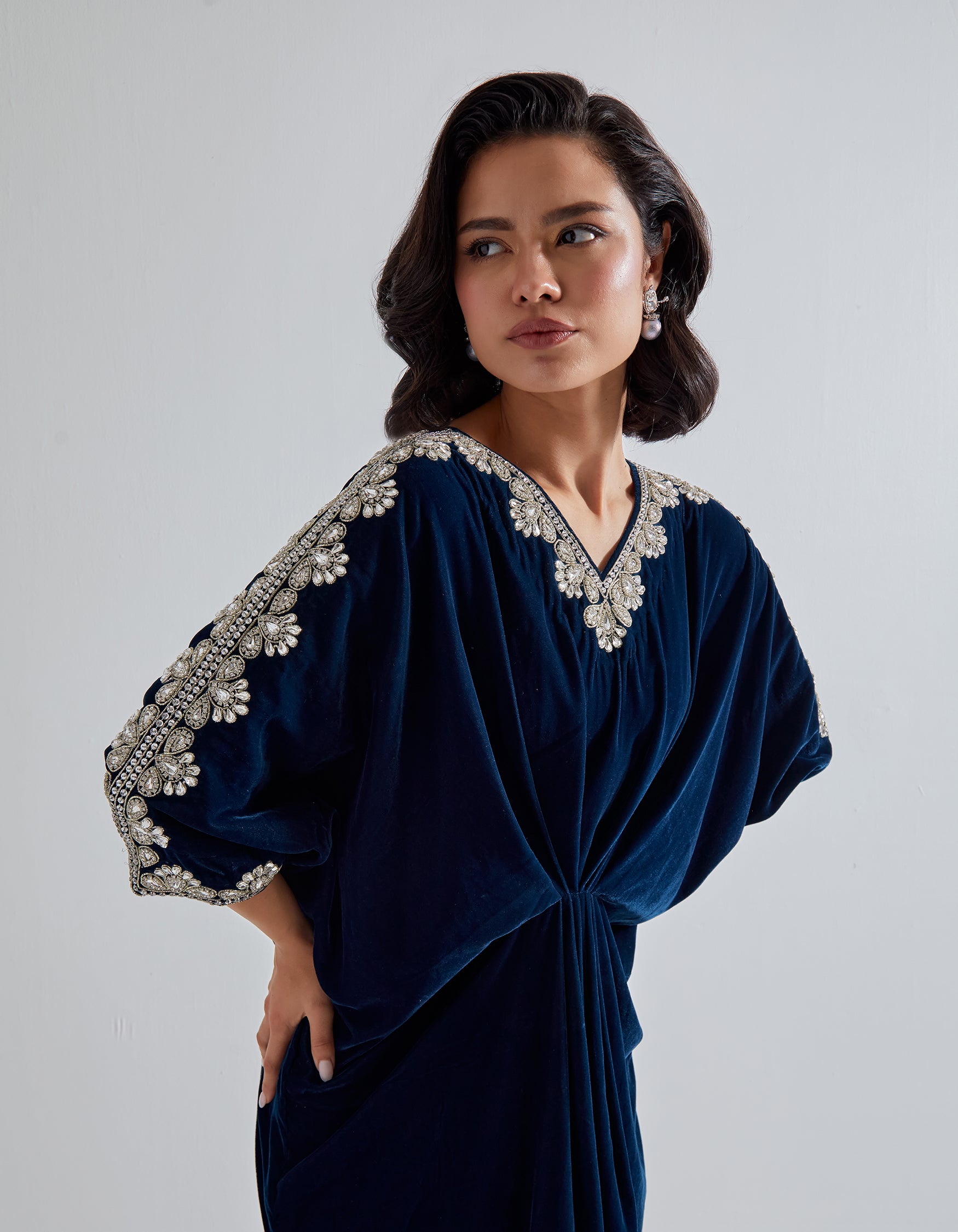 Royal Blue Velvet Kaftan