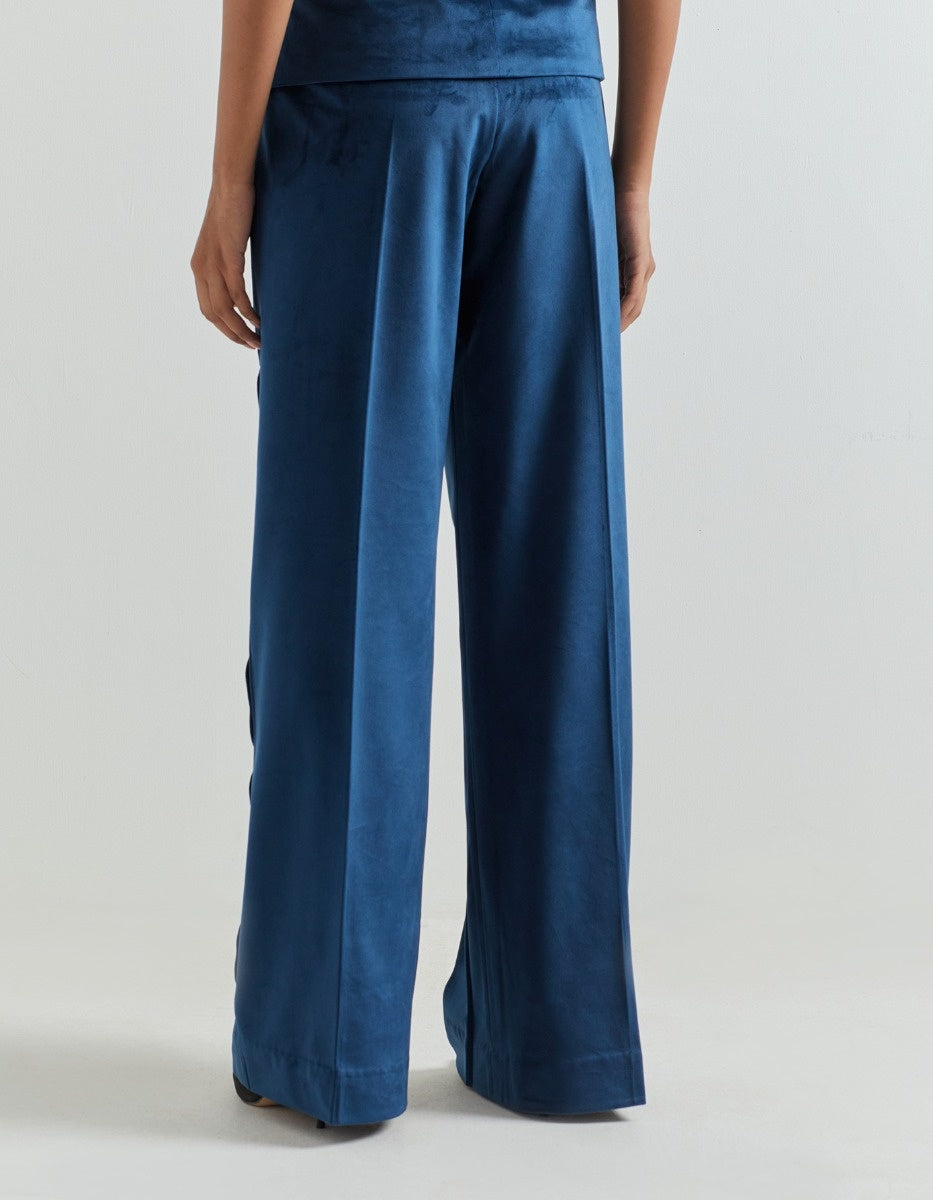 Blue Cutwork Straight Pants