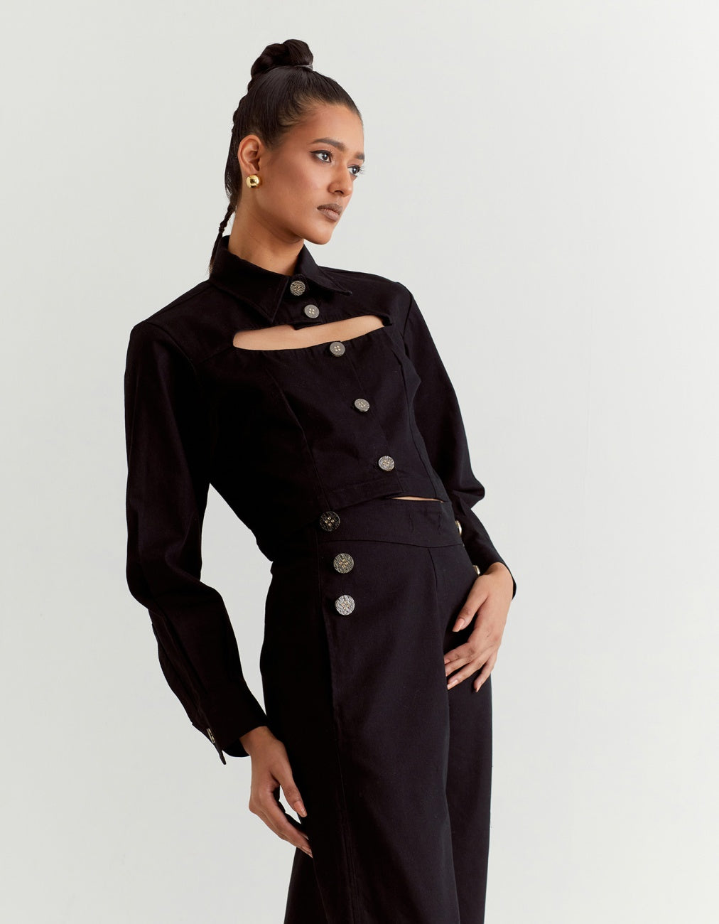 Black Denim Crop Top