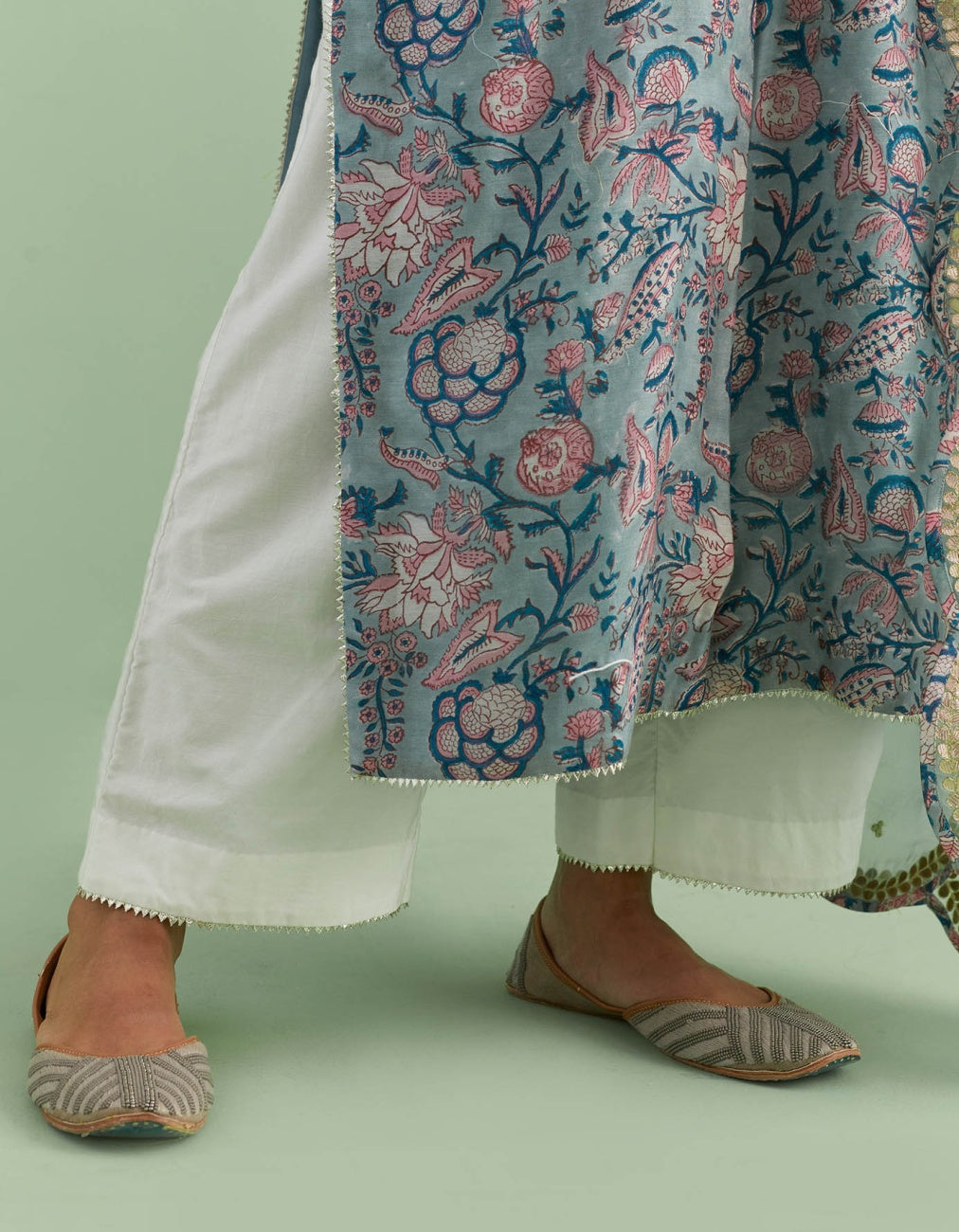 Sage Green Printed Kurta Set