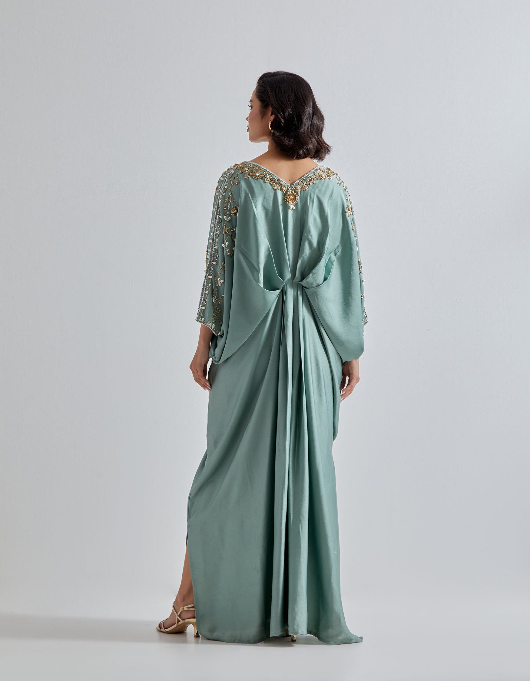 Green Crepe Kaftan