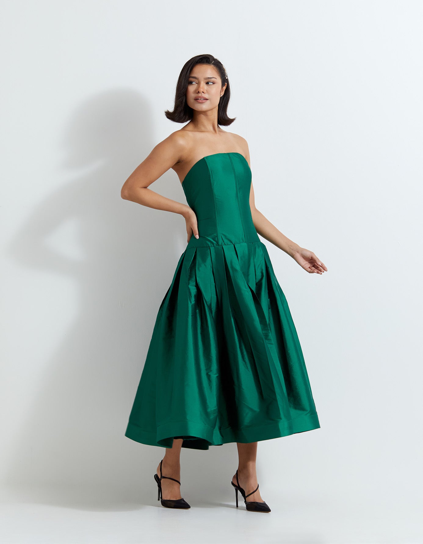Green Bustier Midi Dress