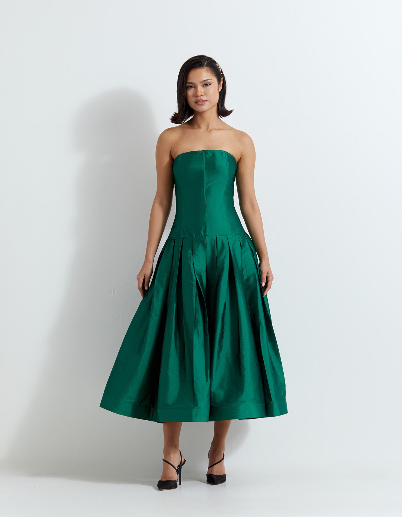 Green Bustier Midi Dress