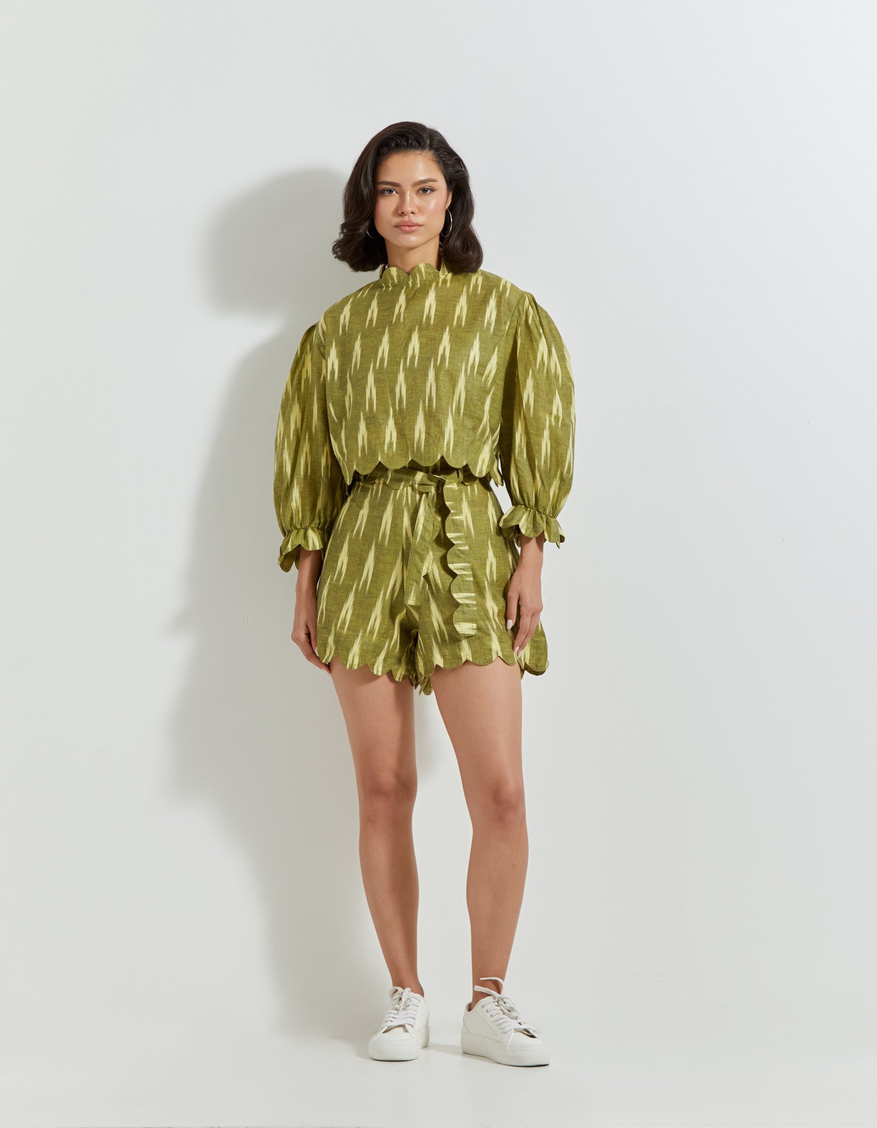 Green Ikat Shorts Cord Set