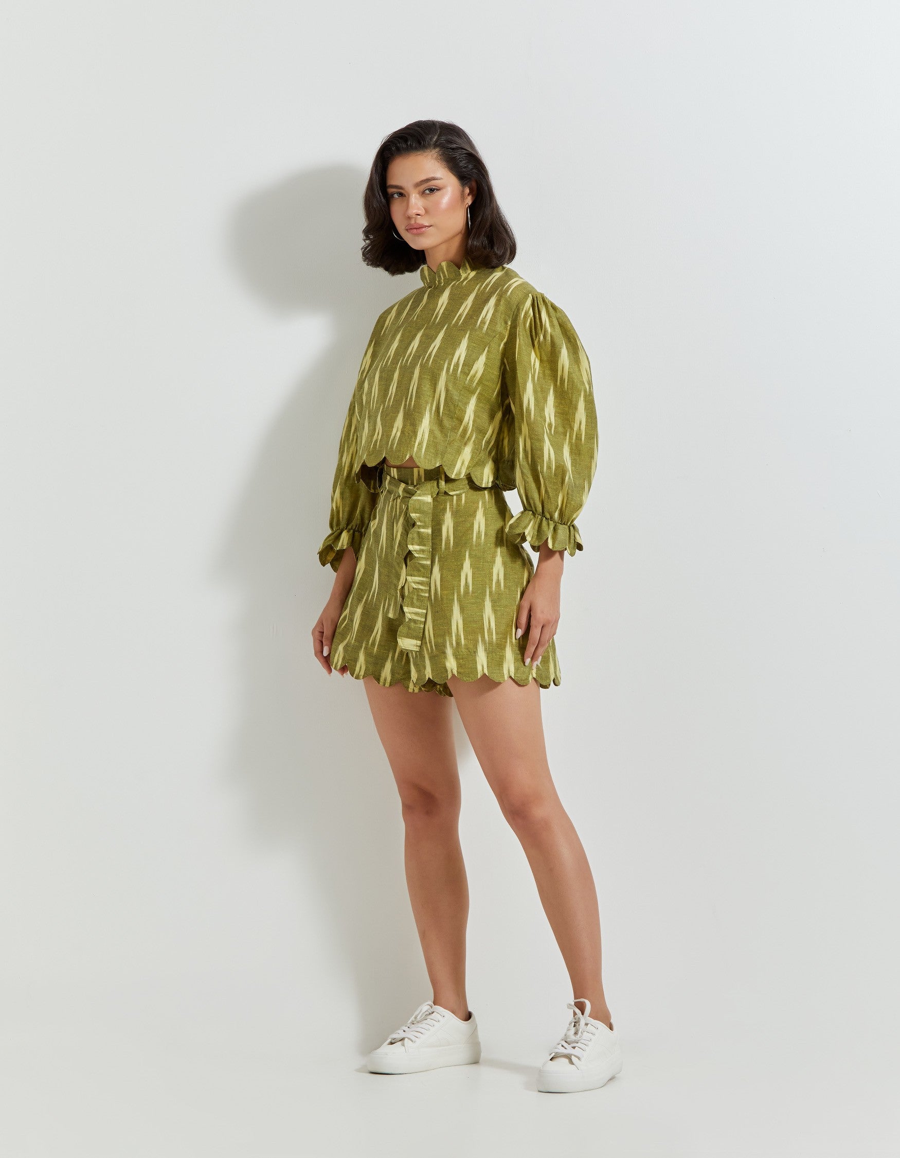 Green Ikat Shorts Cord Set