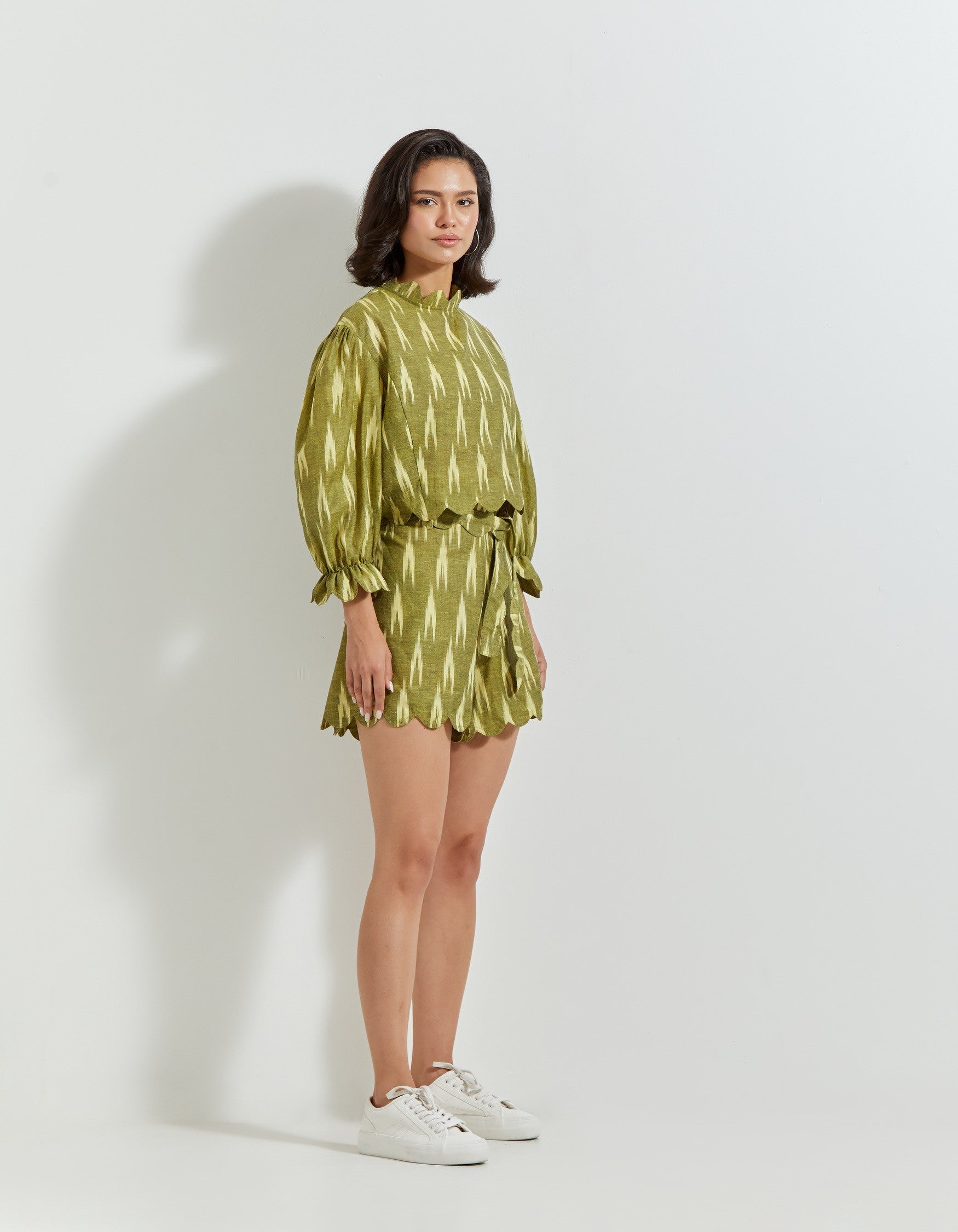 Green Ikat Shorts Cord Set