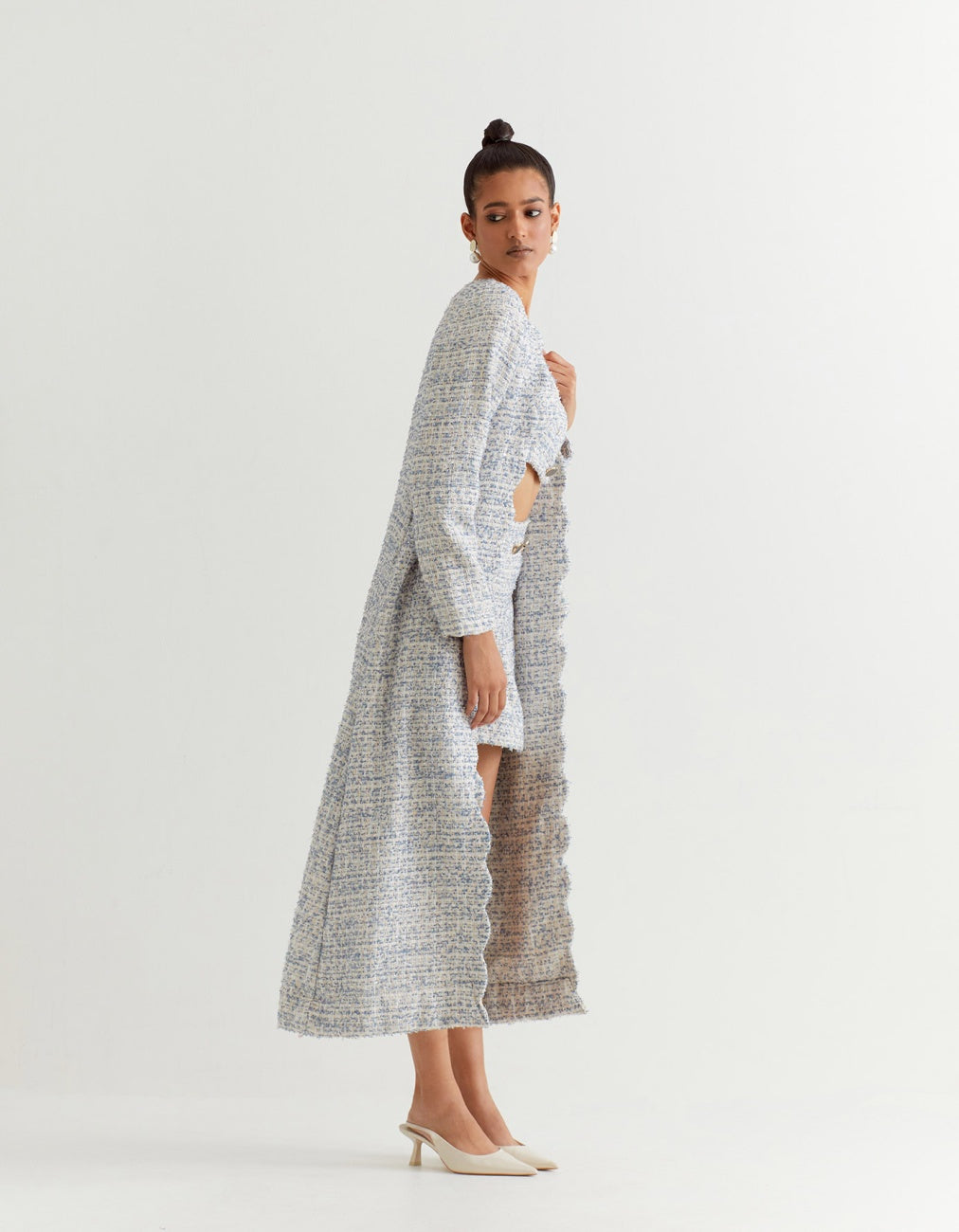White Boucle and Blue Long Jacket