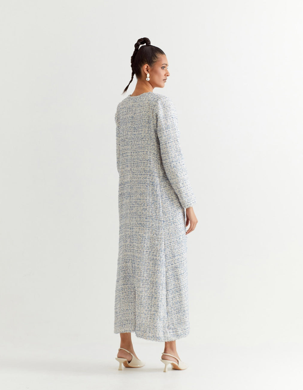 White Boucle and Blue Long Jacket